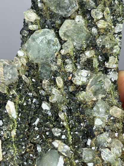 Special Formation! Black And Green Epidote With Lodolite Quartz