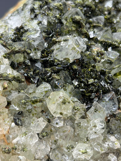 Black Epidote And Green Epidote With Lodolite Quartz