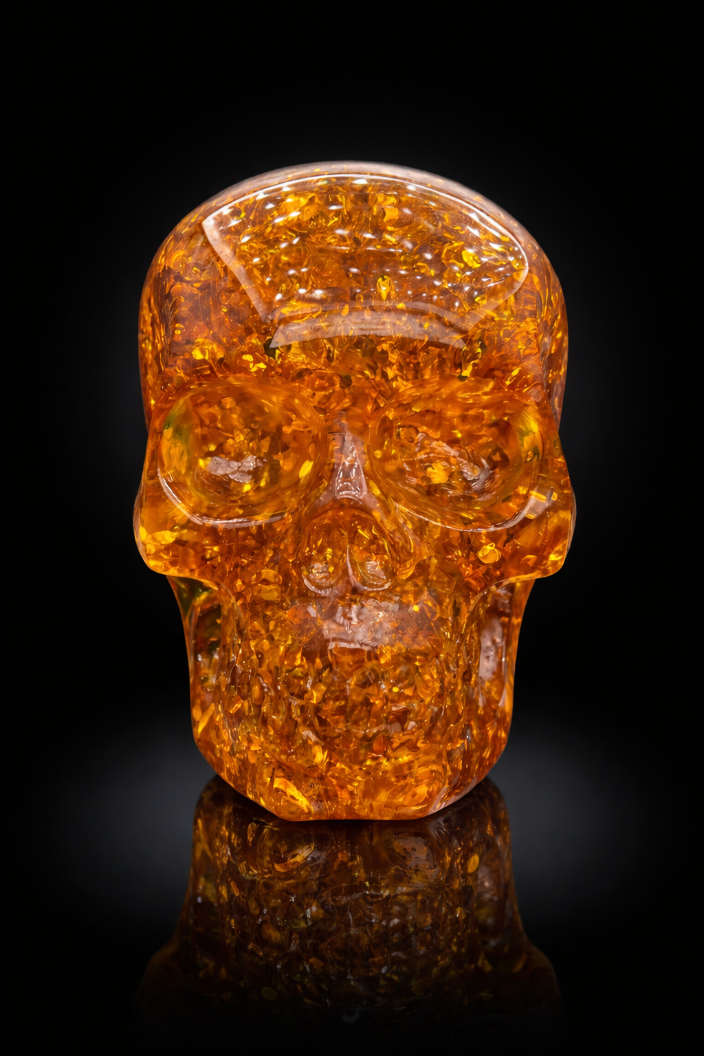 Museum Grade Amber Sparkly Gold Skull - Crystal Gemstone AE 