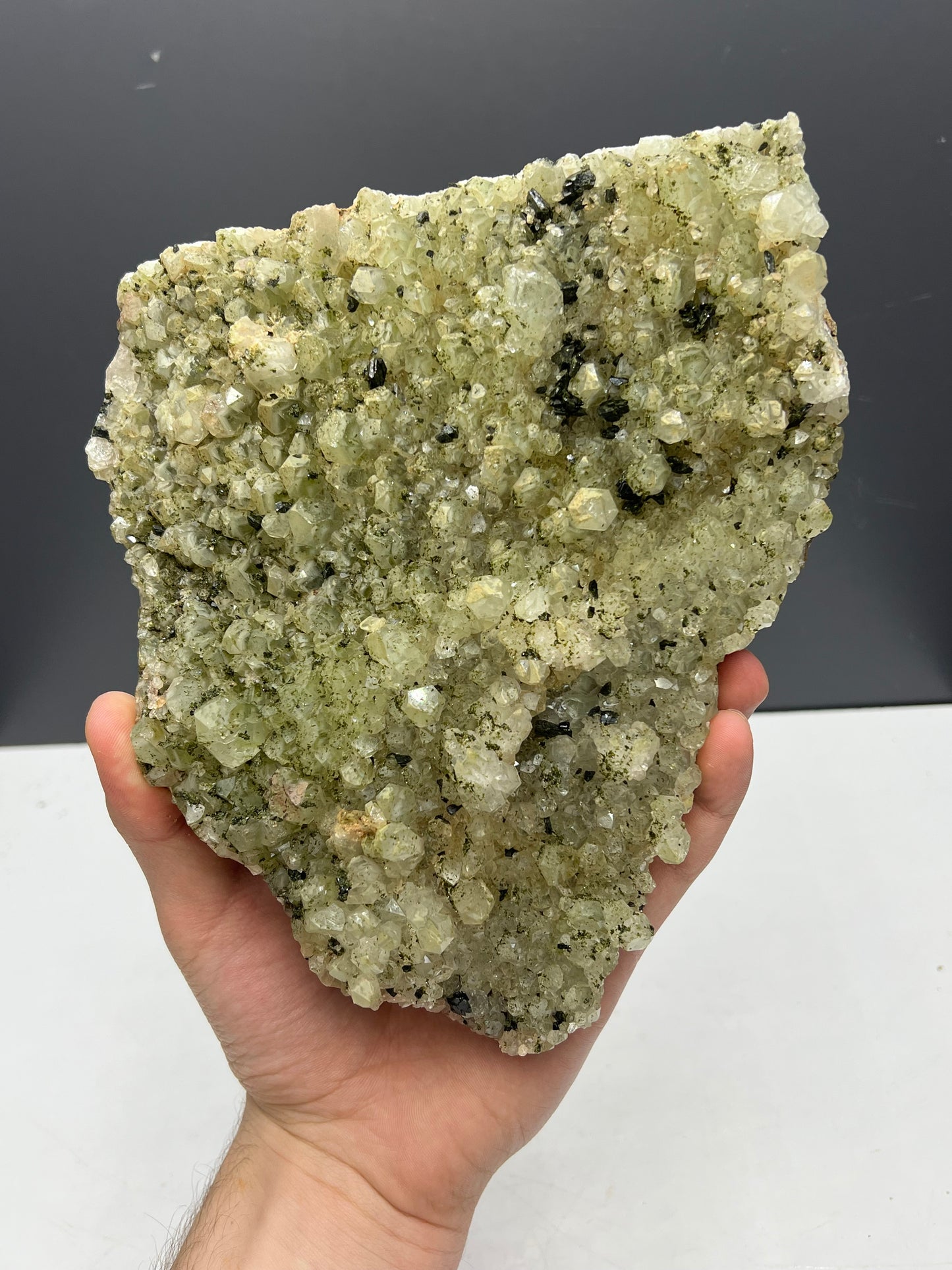 Very Unique! Green Chlorite And Black Epidote With Lodolite Quartz