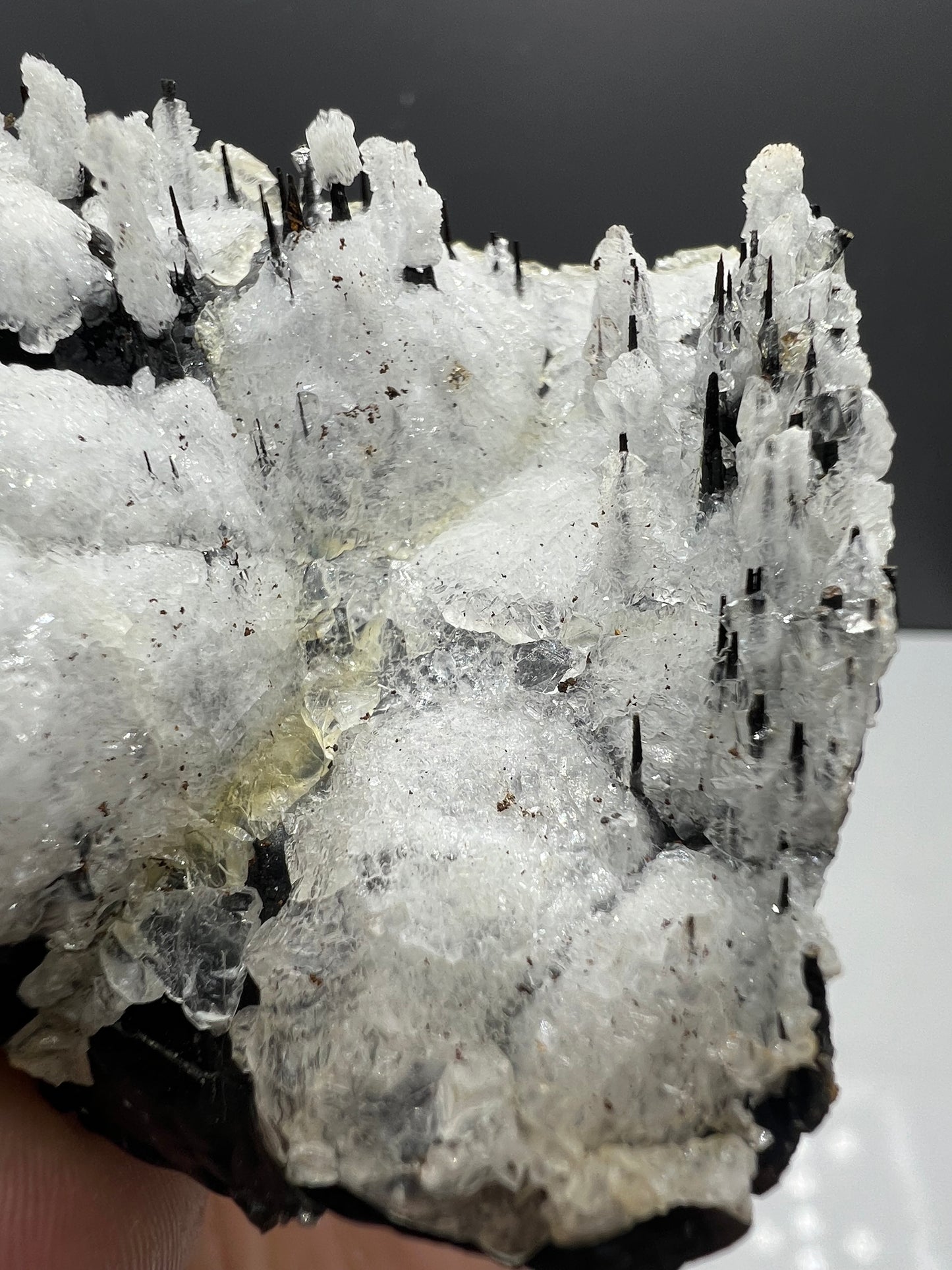 Museum Quality! Snow Crystal Calcite On Stalactite Hematite