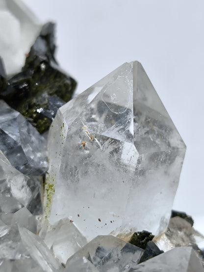 2 Side Epidote Quartz With Wood Stand