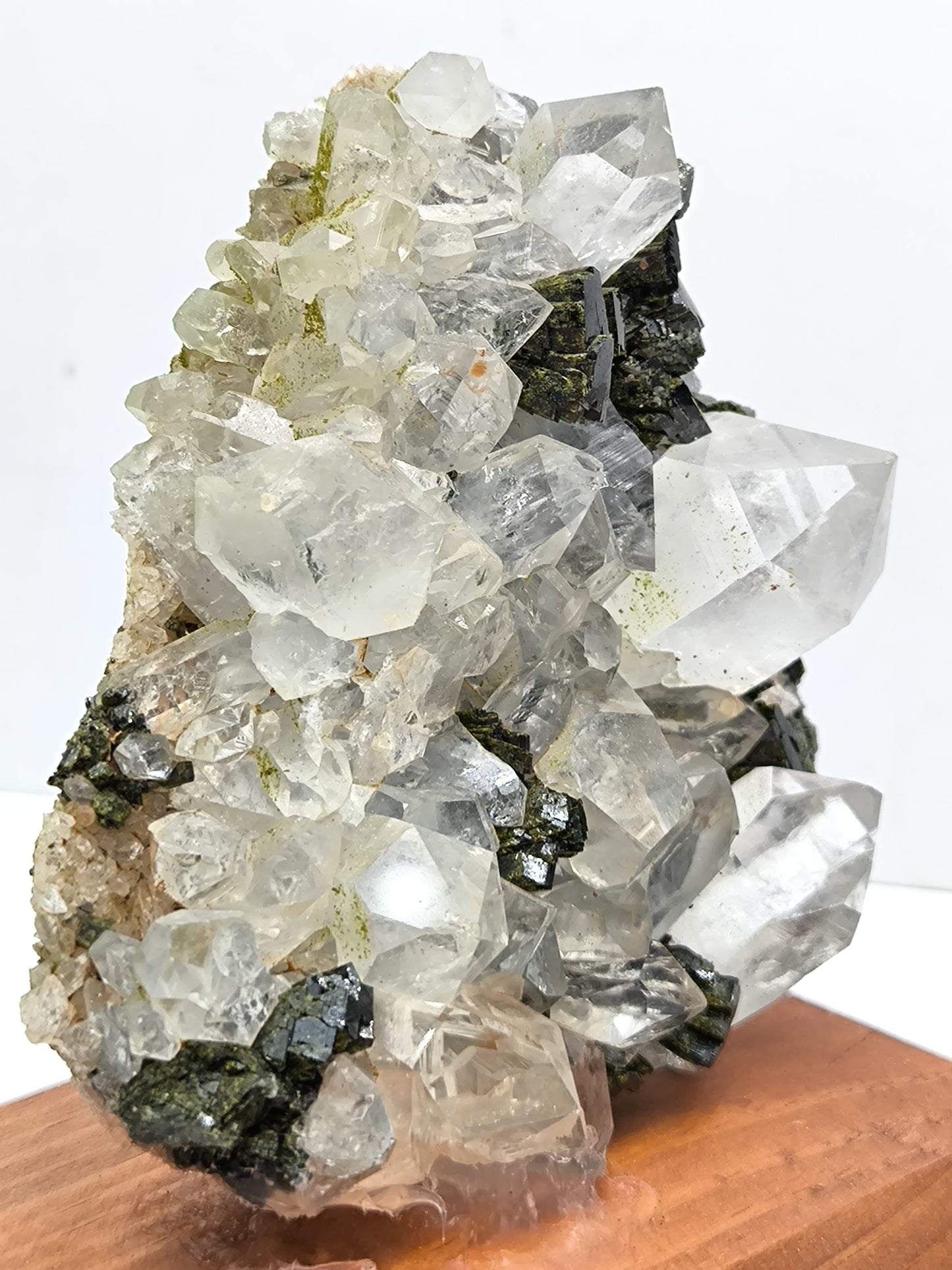 2 Side Epidote Quartz With Wood Stand