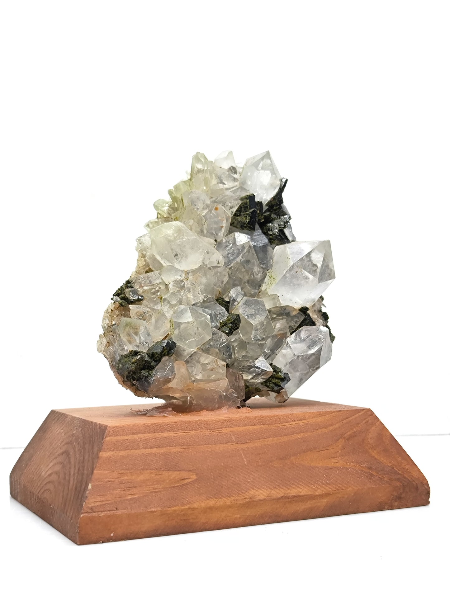 2 Side Epidote Quartz With Wood Stand