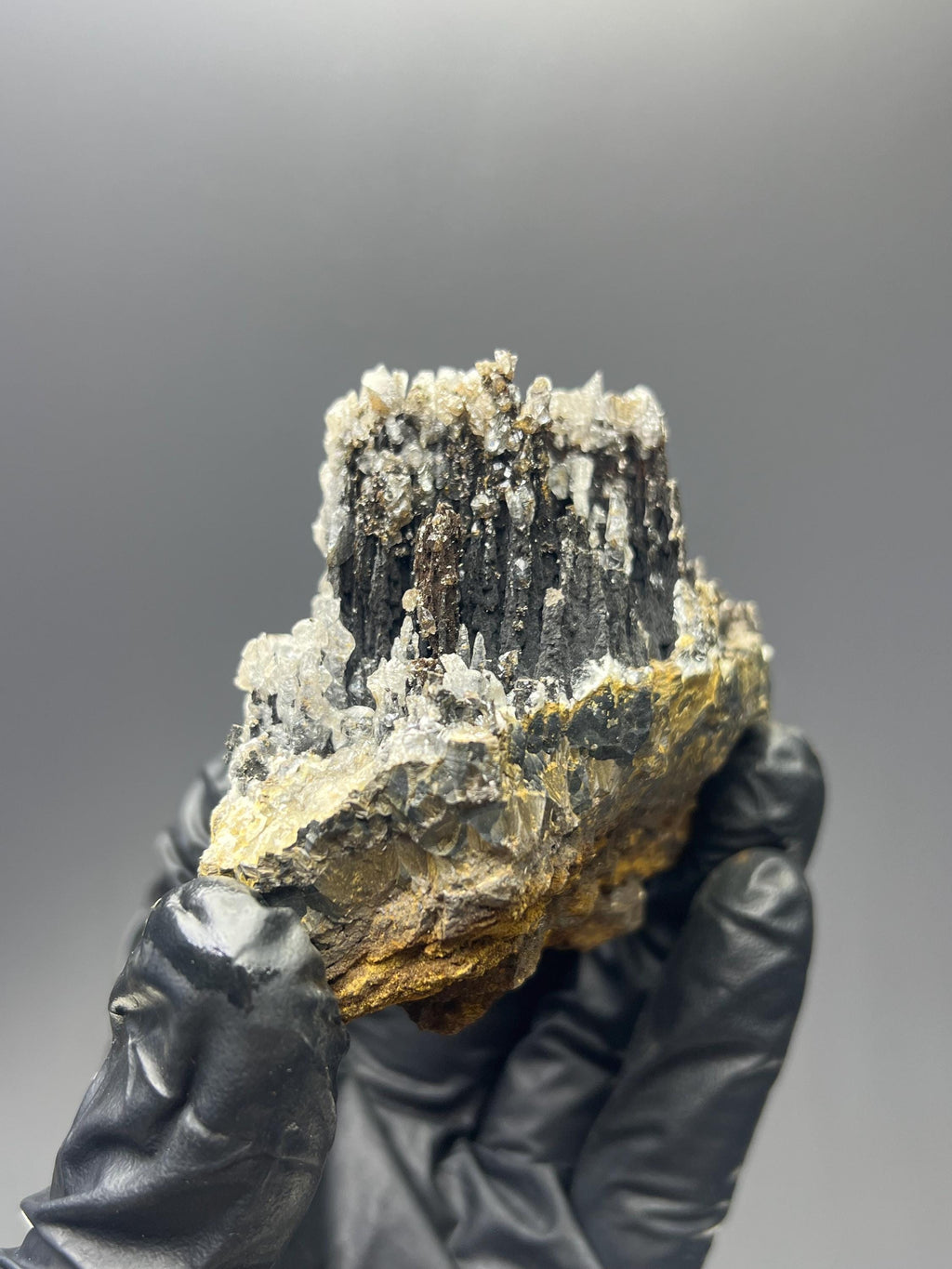Crystal Calcite On Stalactite Goethite Specimen - Crystal Gemstone AE 