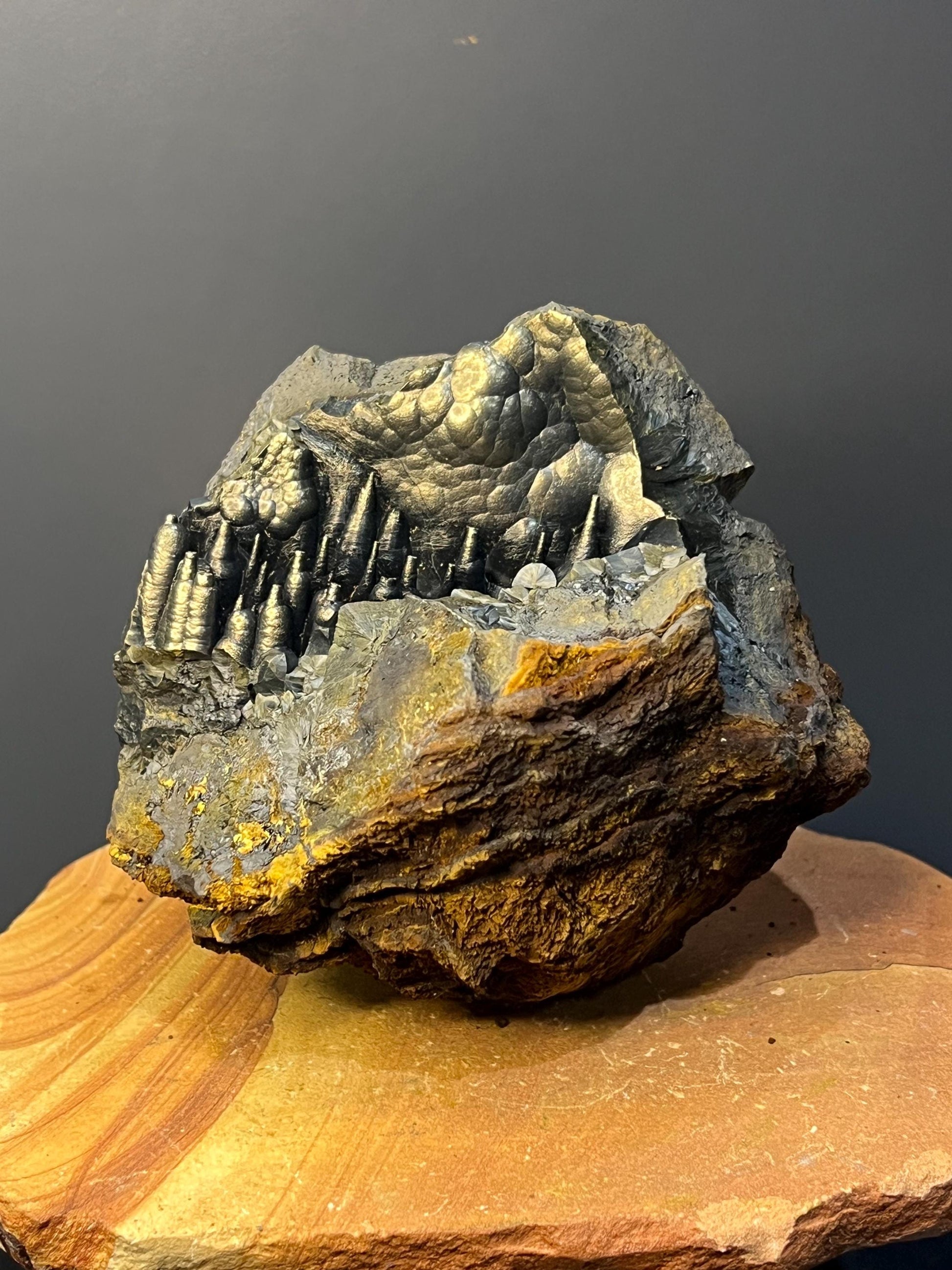 Museum Grade, Very Showy Golden Color Stalactite Goethite Specimen - Crystal Gemstone AE 