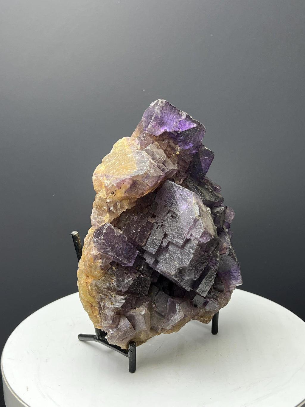 Yellow And Purple Color Phantom Fluorite Specimen - Crystal Gemstone AE 