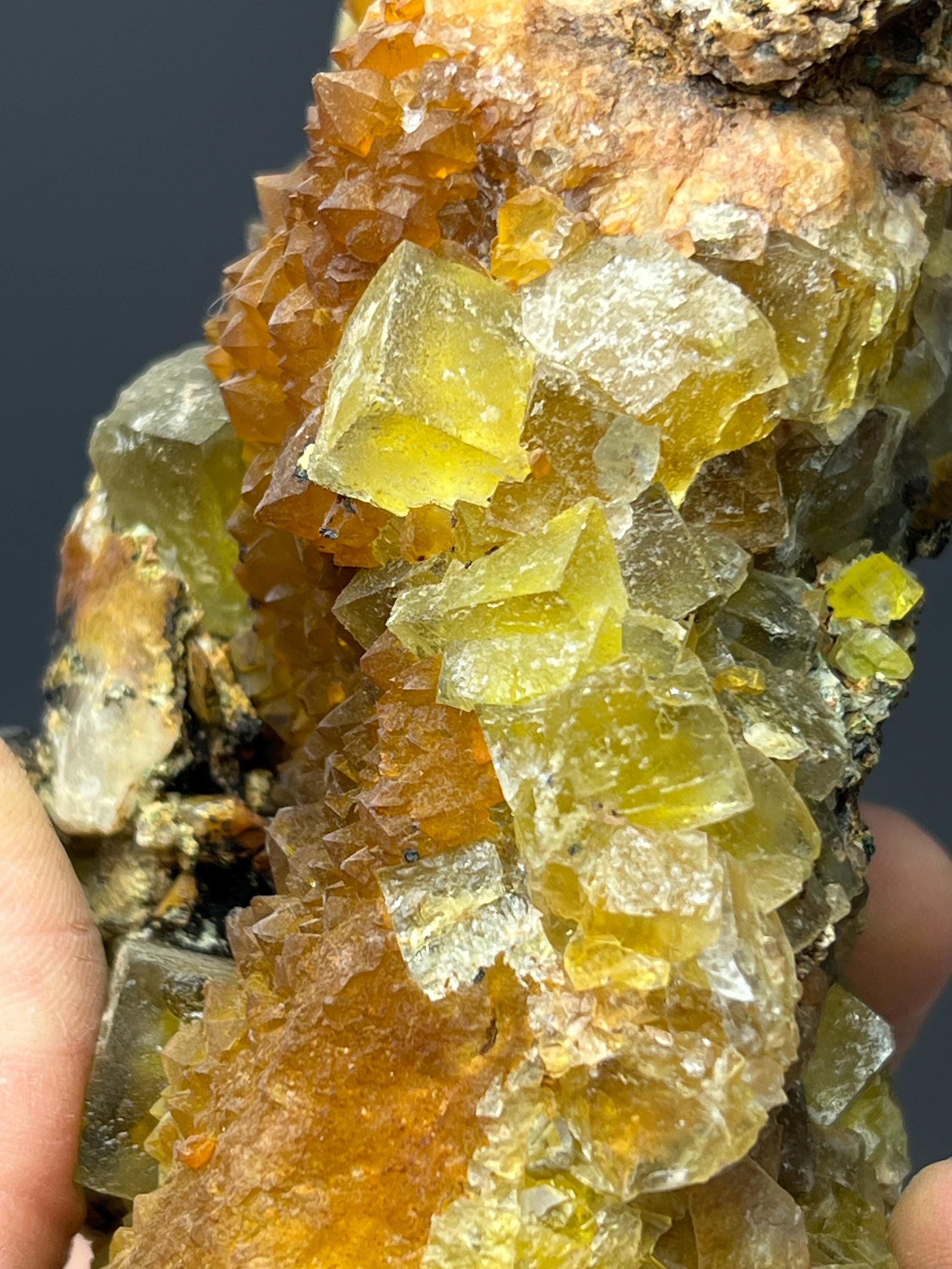 Azurite And Calcite With Sugar Fluorite Specimen - Crystal Gemstone AE 