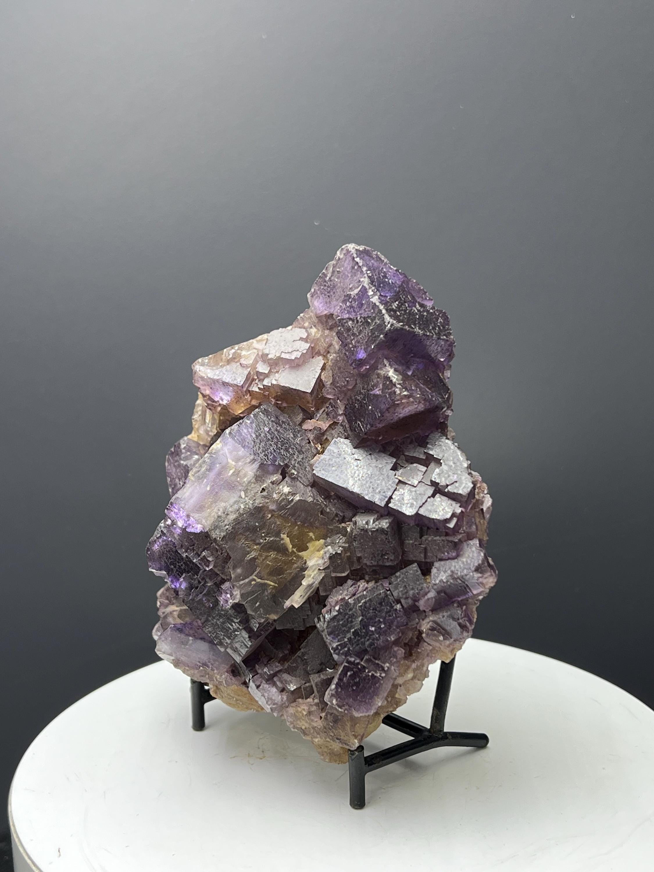 Yellow And Purple Color Phantom Fluorite Specimen - Crystal Gemstone AE 