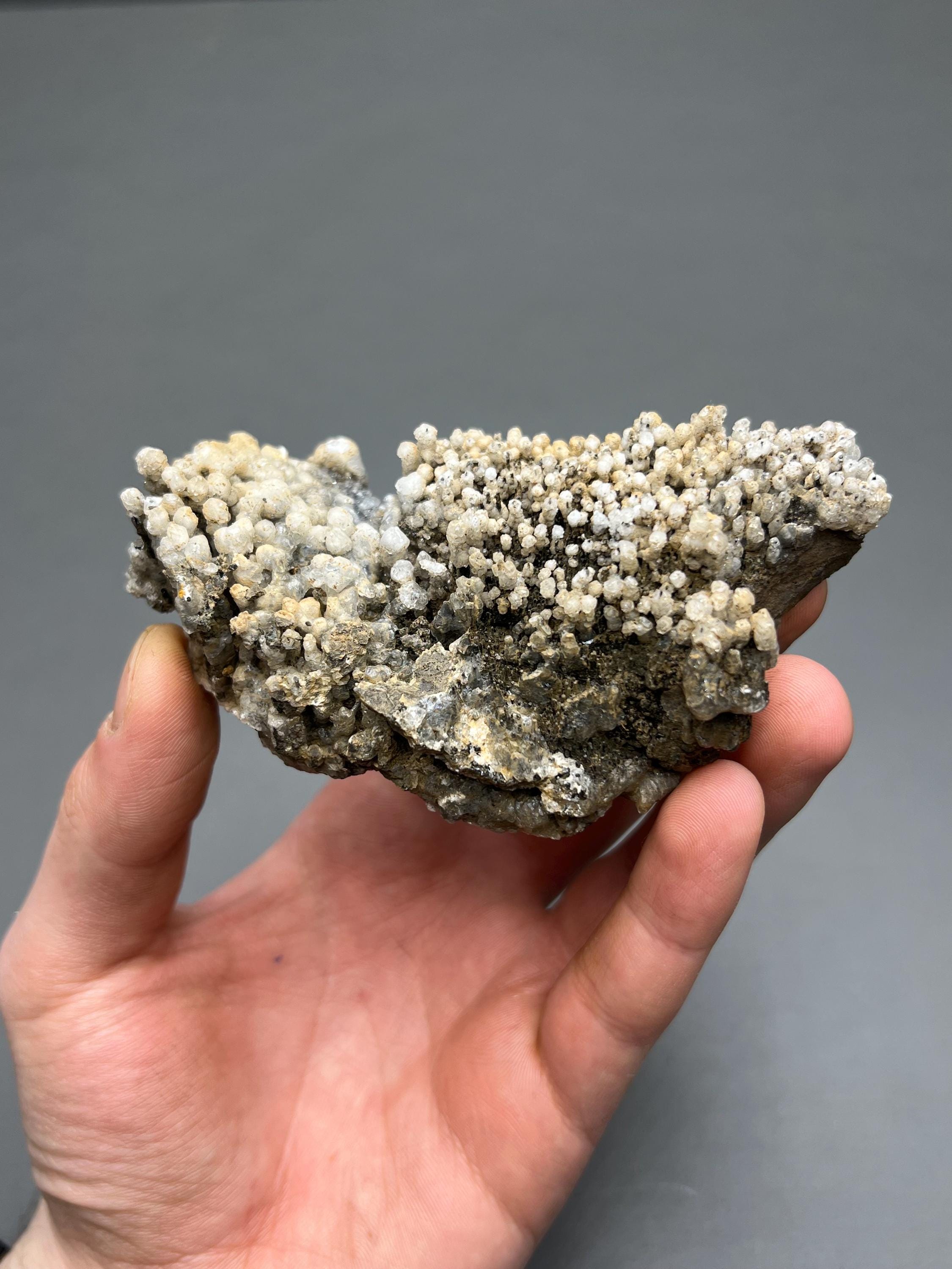 Crystal Calcite on Stalactite Hematite, Turkish Mineral Specimen - Crystal Gemstone AE 