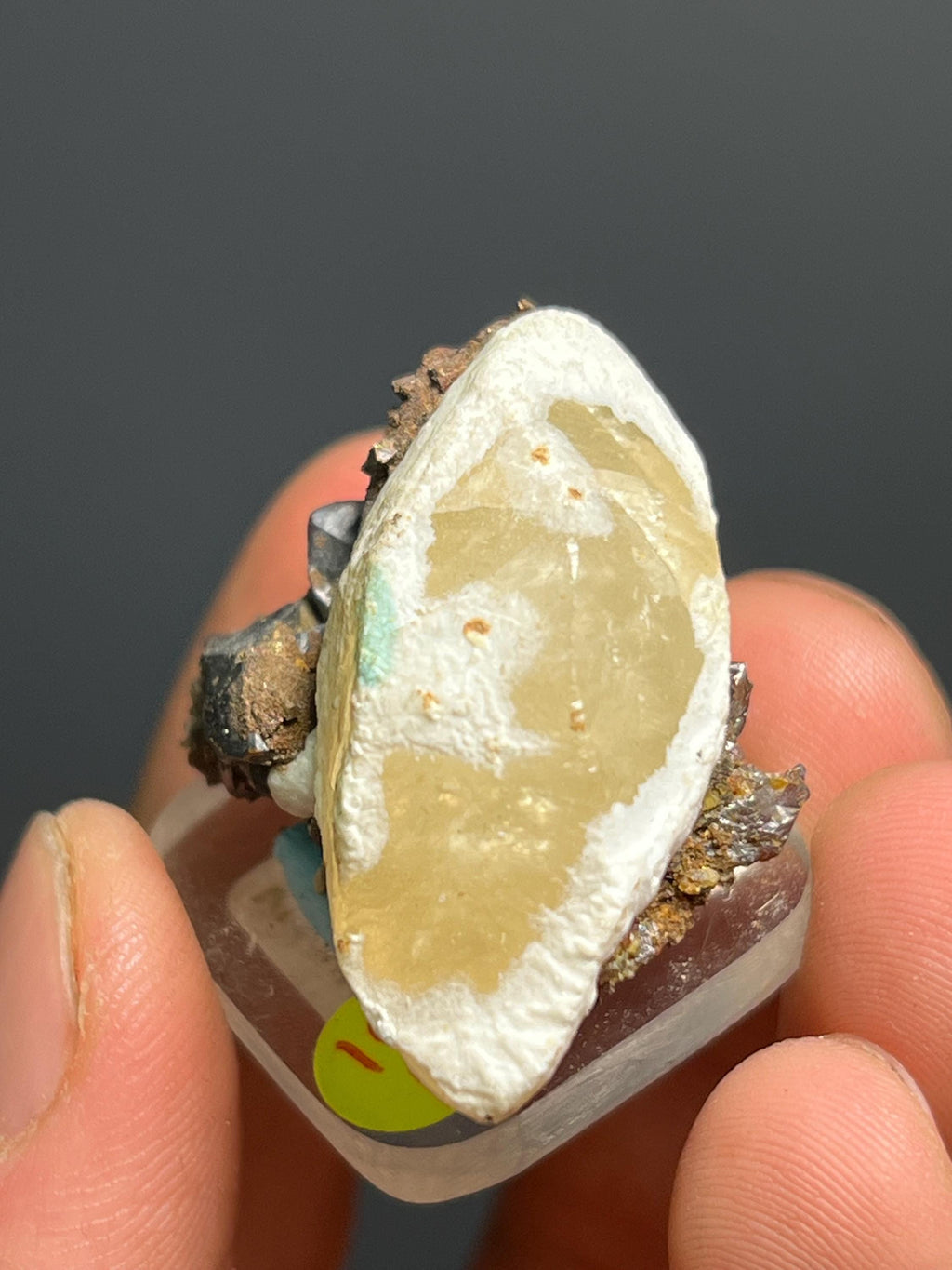 Calcite And Sphalerite With Travertine Specimen, 20gram - Crystal Gemstone AE 