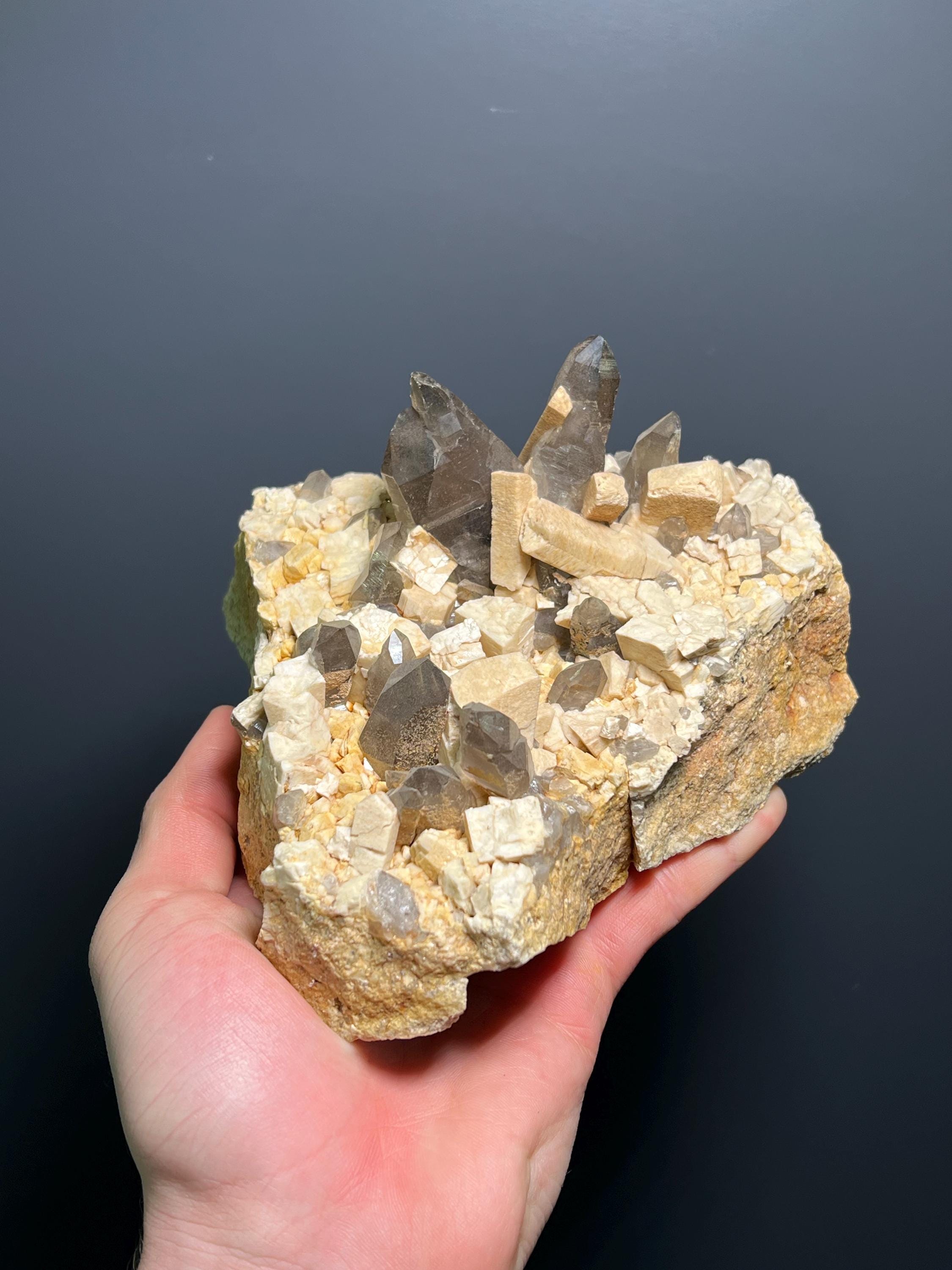Ortochlase With Smoky Quartz Specimen, 1,5Kg - Crystal Gemstone AE 