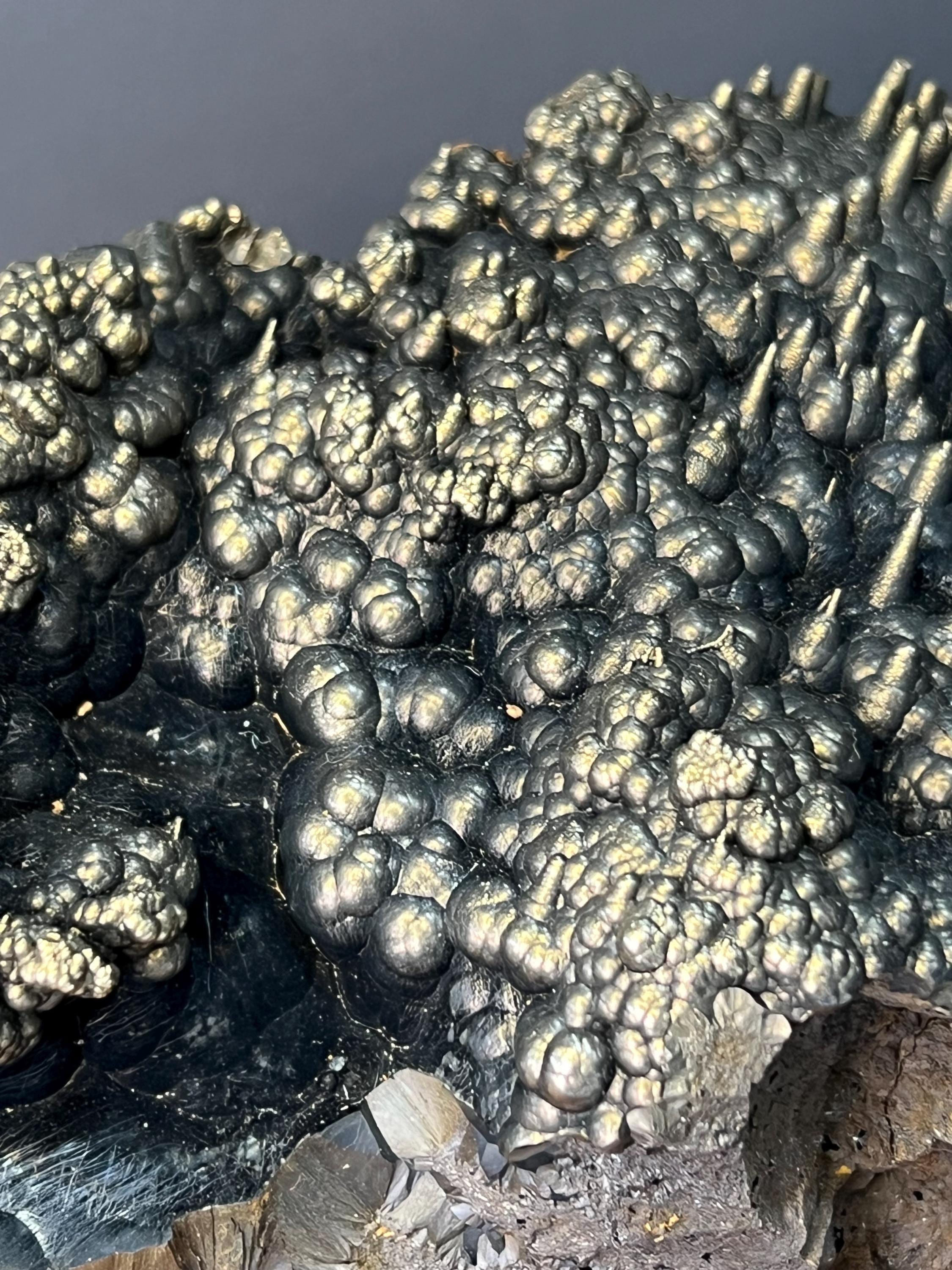 Museum Grade! Very Showy Golden Color Stalactite And Botryoidal Formation Goethite Specimen - Crystal Gemstone AE 