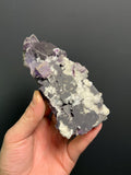 Calcite On Purple Fluorite Specimen, 445gram - Crystal Gemstone AE 