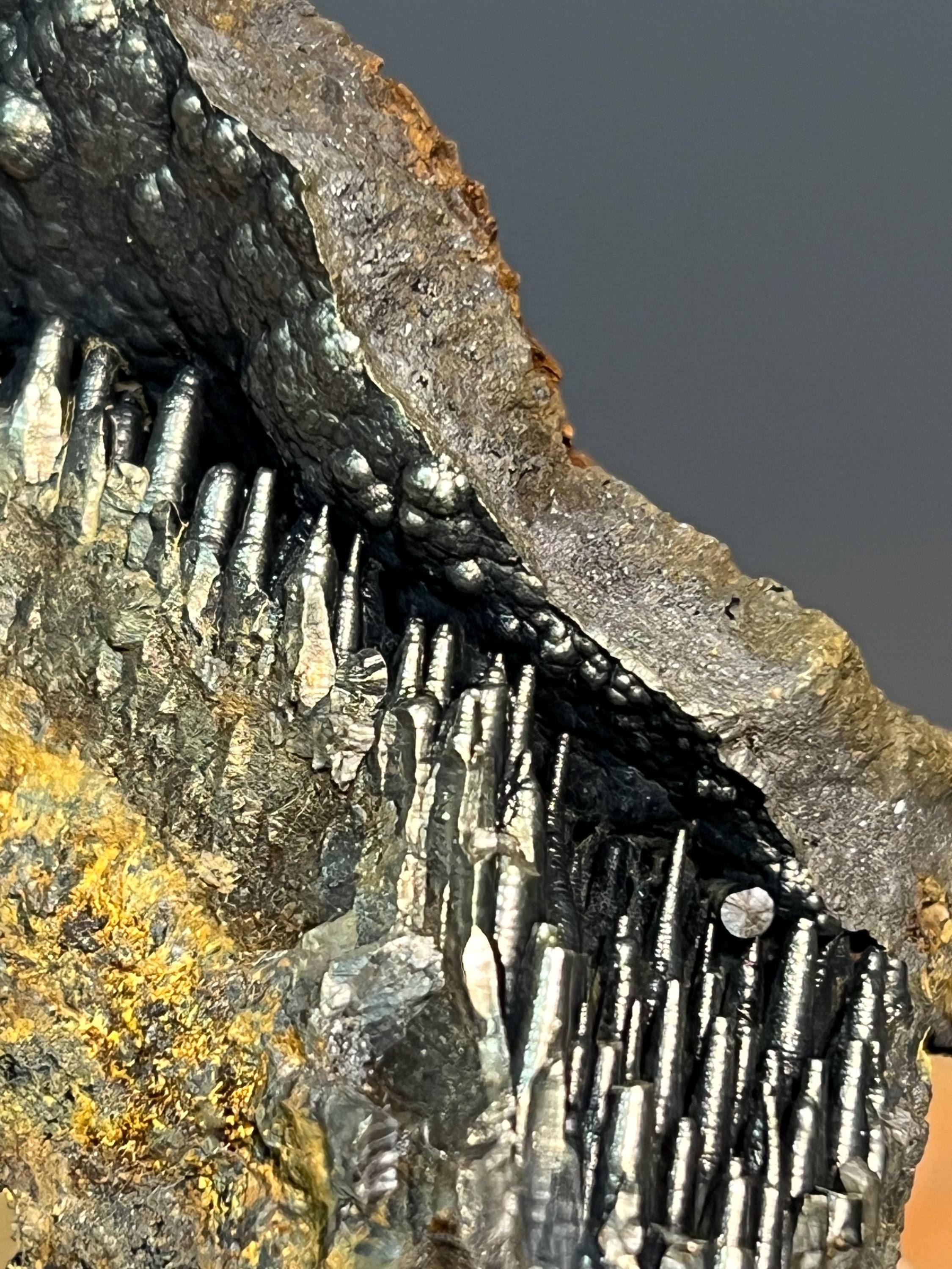 Showy Golden Color Cave Stalactite Goethite Specimen - Crystal Gemstone AE 