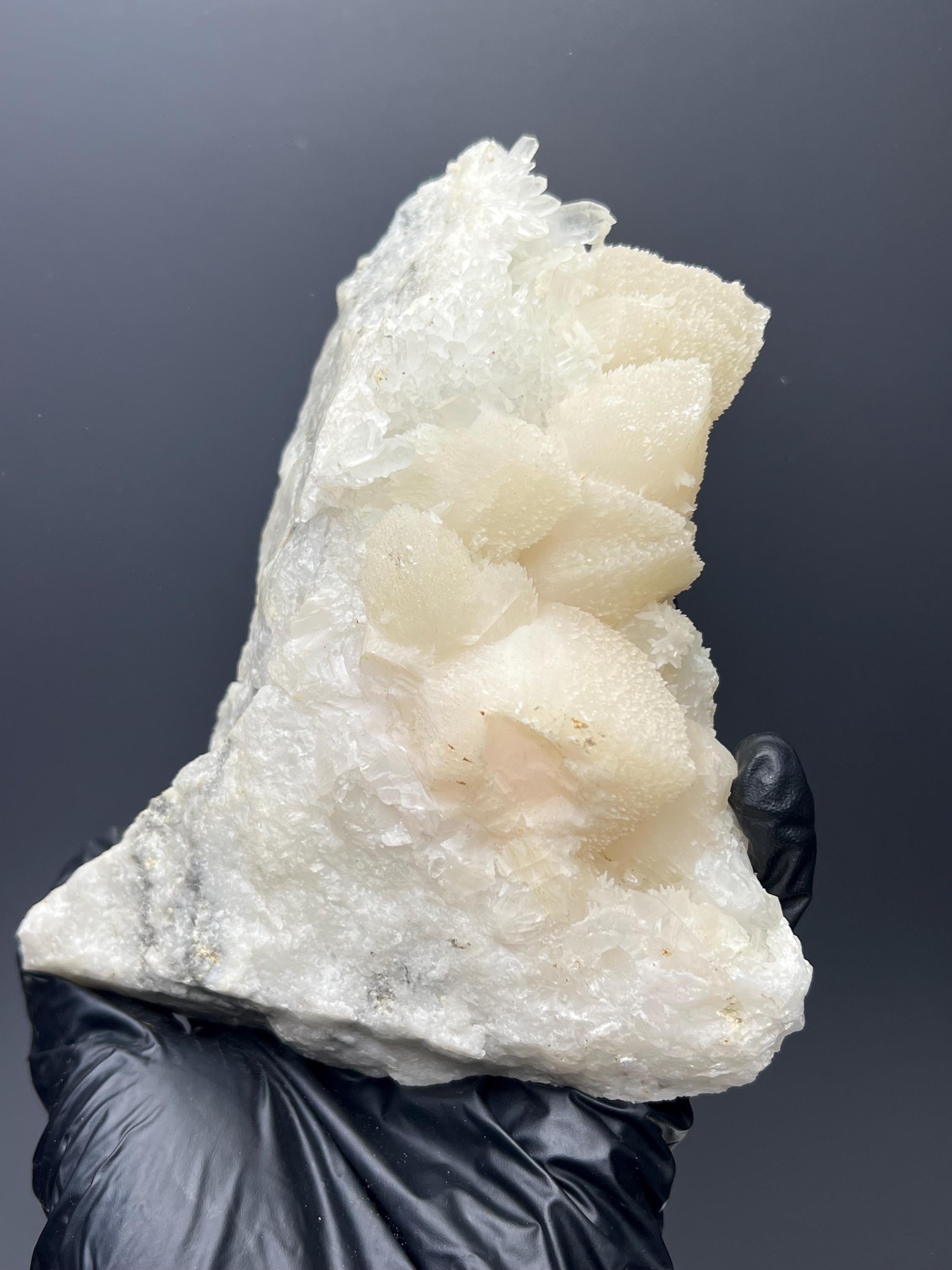 Lilac Calcite With Crystal Quartz - Crystal Gemstone AE 