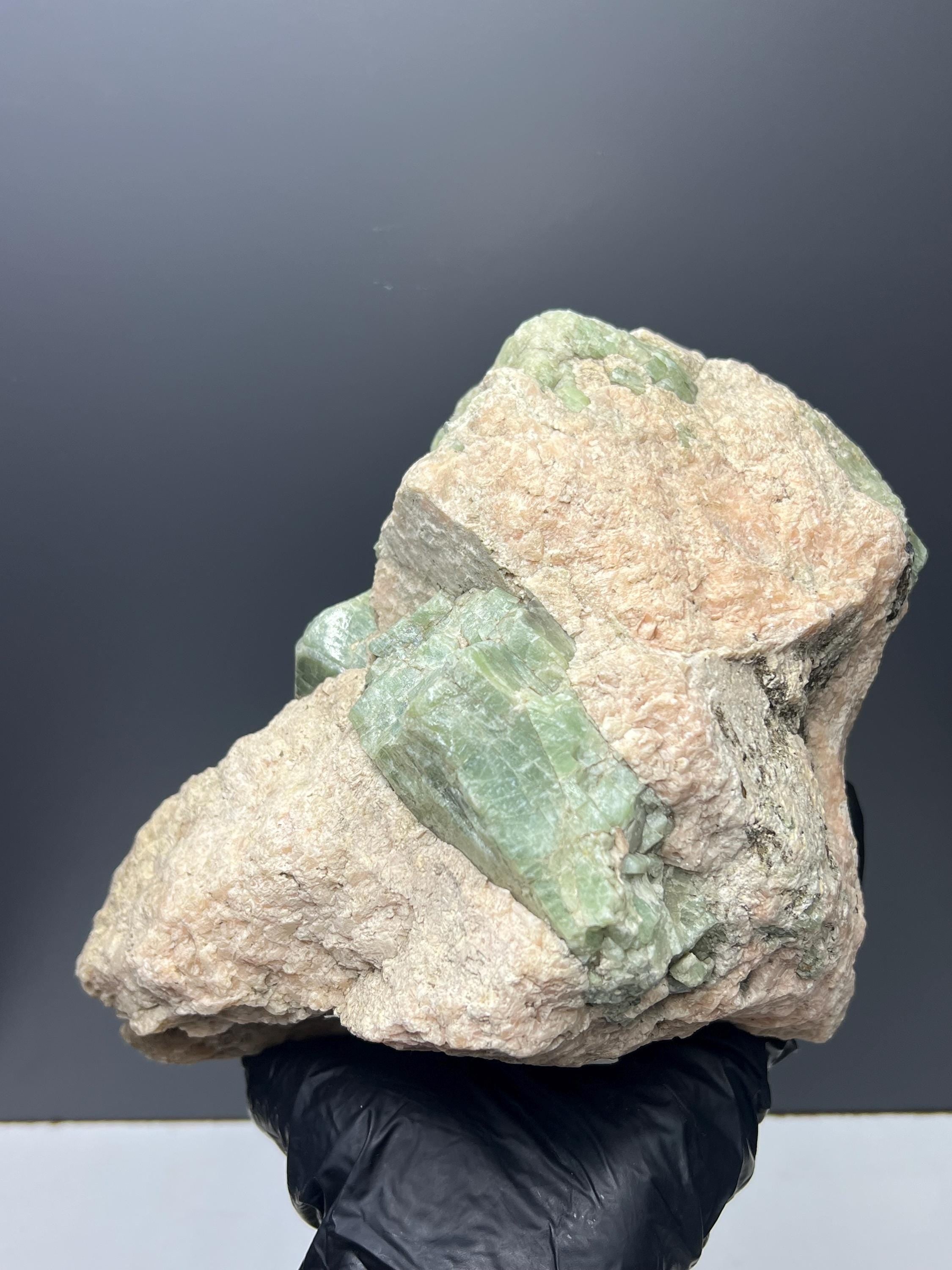 Apatite And Biotite With Pink Calcite (Apatite-Rich Skarn) Fluorapatite - Crystal Gemstone AE 