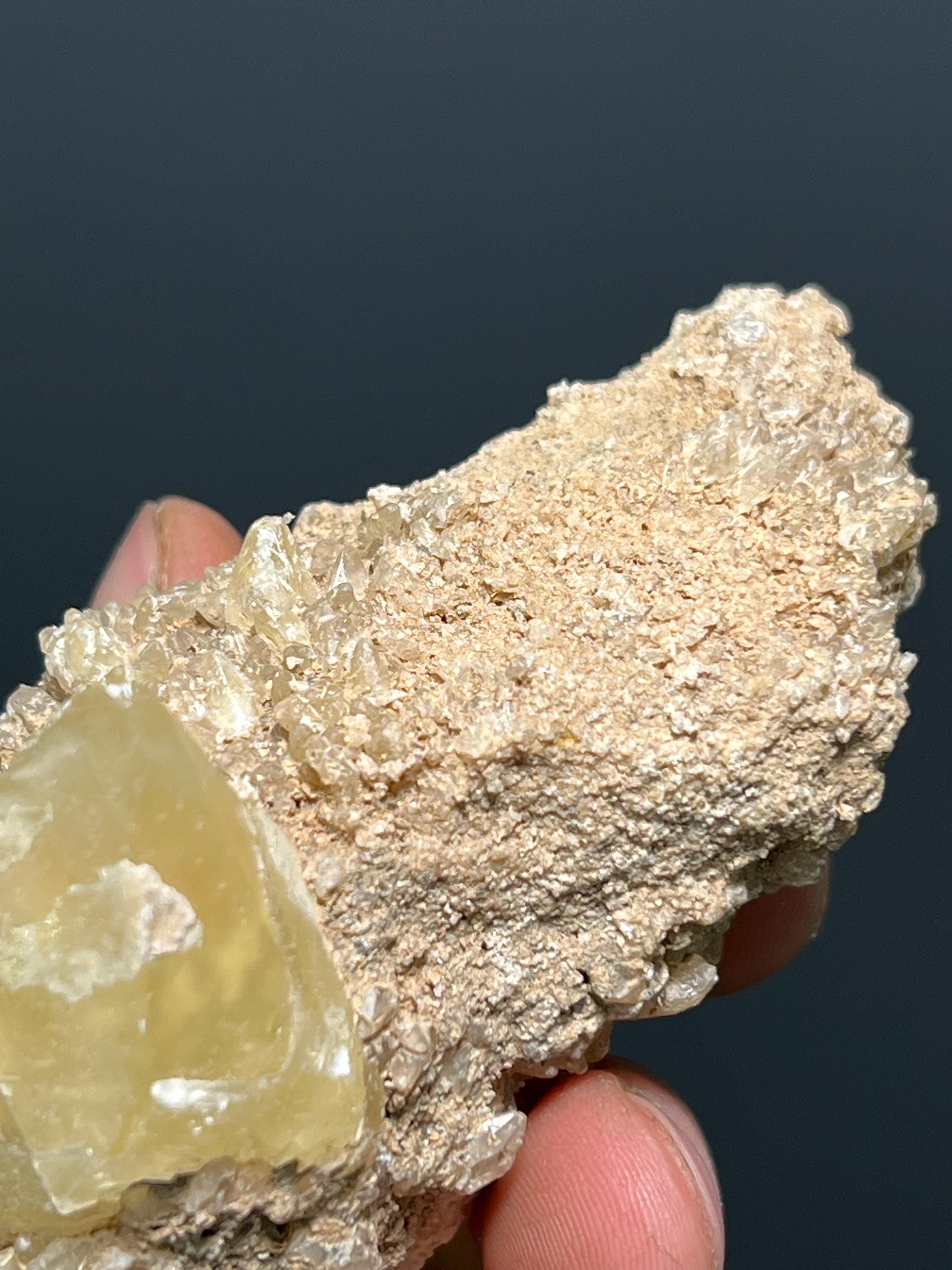 Golden Yellow Calcite On Matrix - USA - Crystal Gemstone AE 