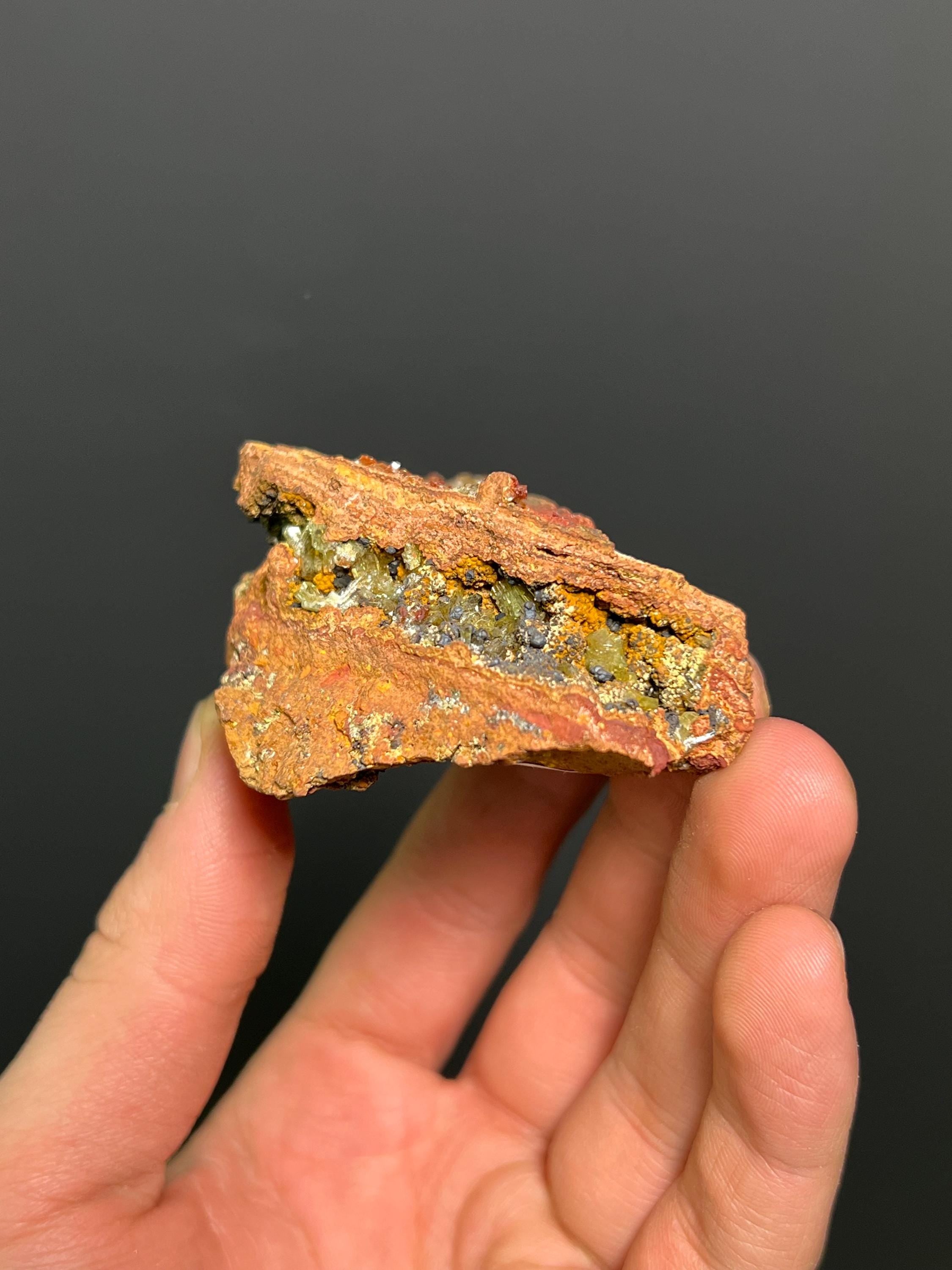Adamite Goethite - Mexico - Crystal Gemstone AE 