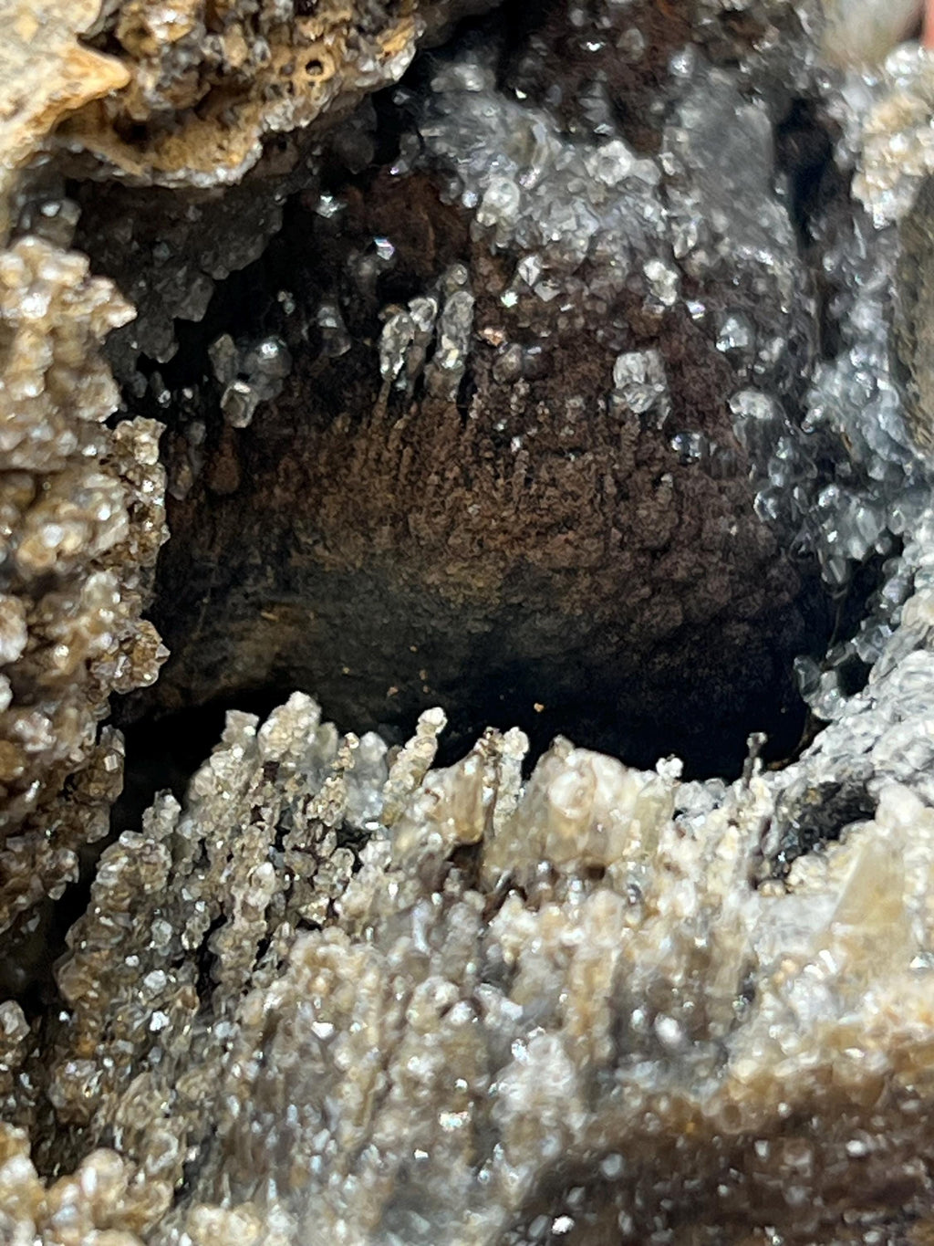 Crystal Calcite on Goethite Stalactite, Turkish Mineral Specimen - Crystal Gemstone AE 