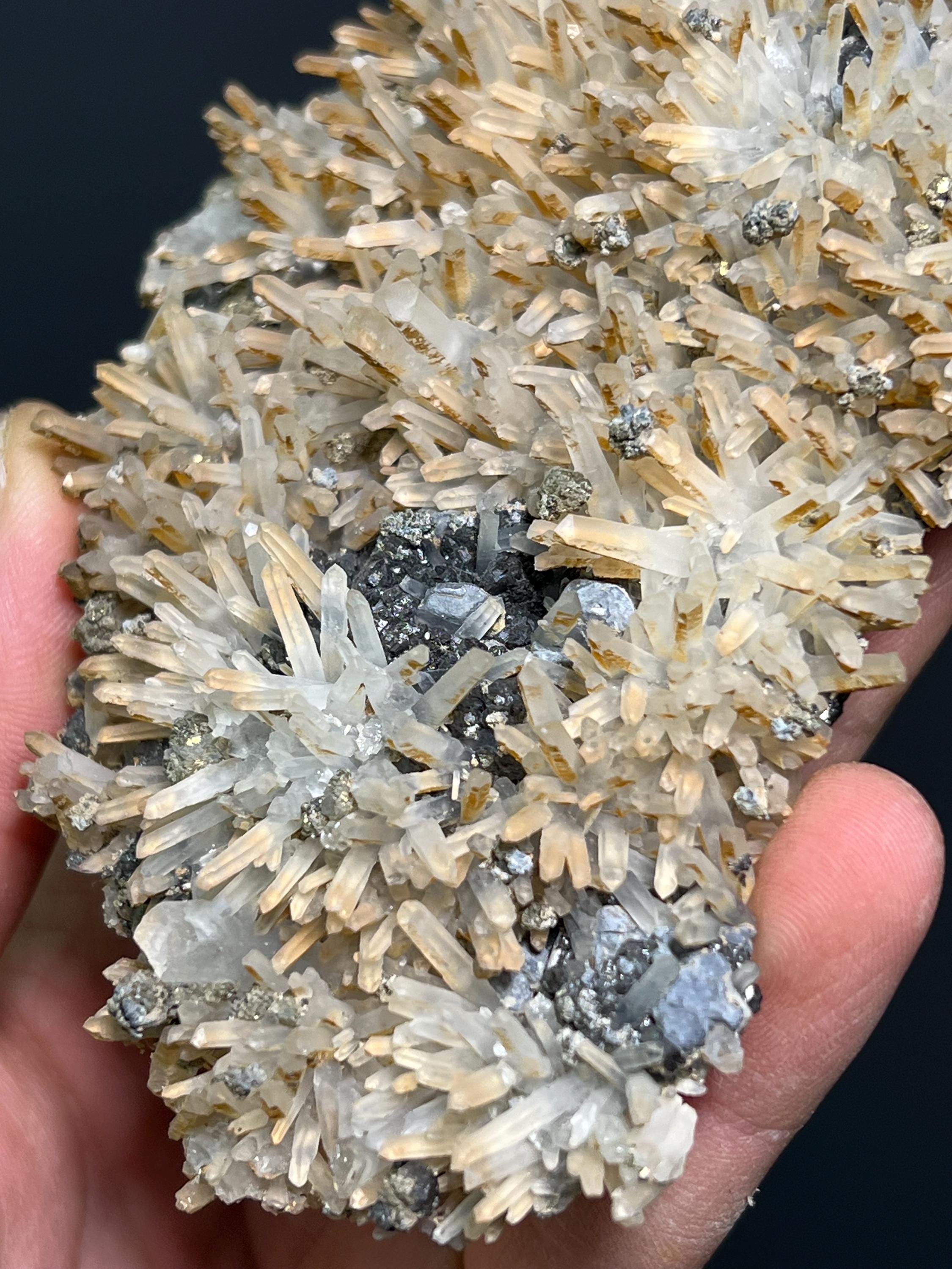 Very Special, Sphalerite And Pyrite On Gypsum Crystal Selenite Specimen, 254gram - Crystal Gemstone AE 