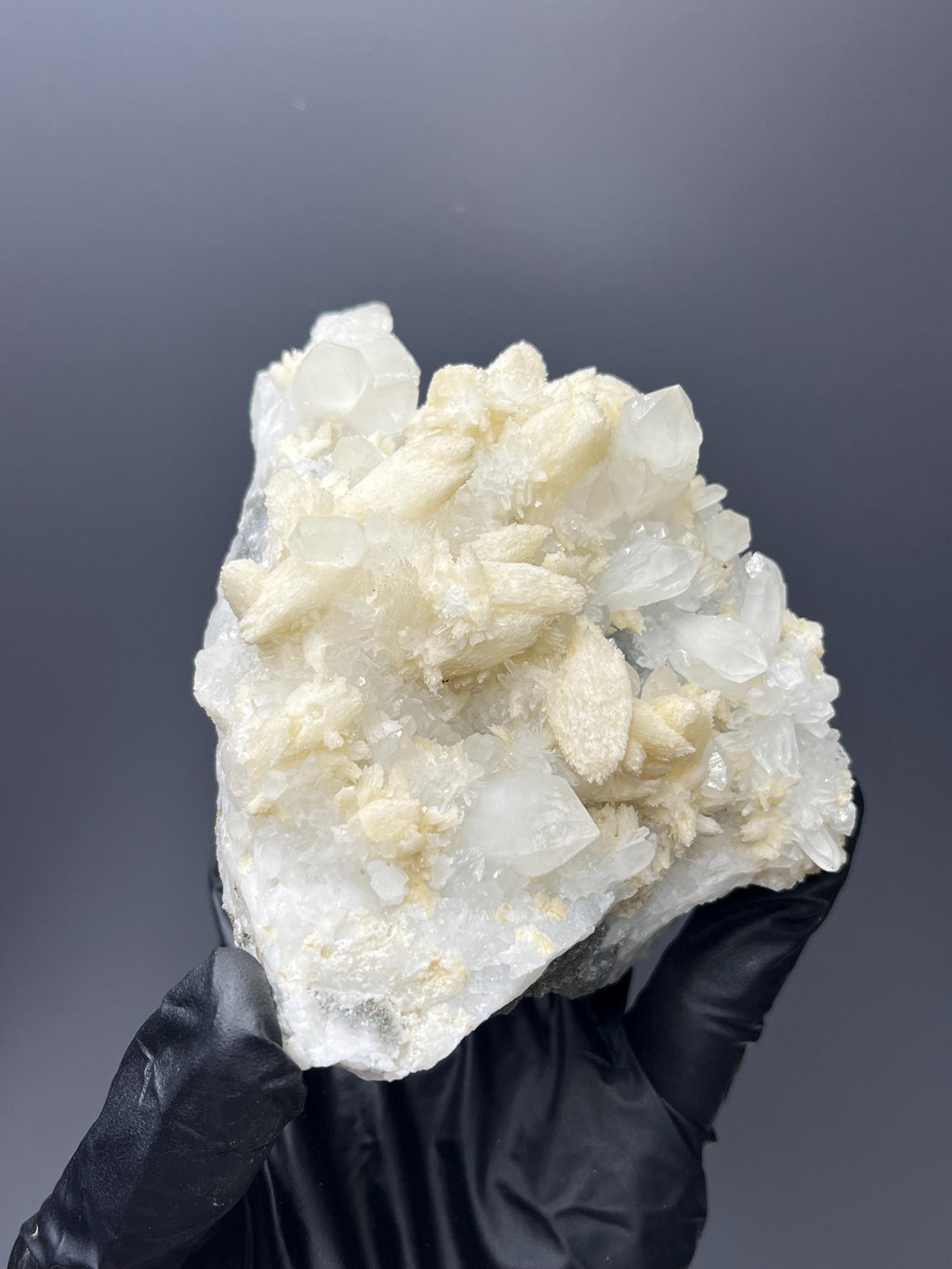 Snow Crystal Calcite With Crystal Quartz - Crystal Gemstone AE 