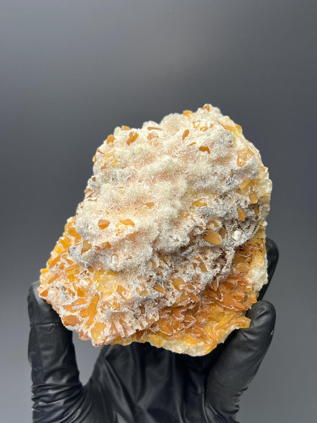Feather Crystal Calcite Specimen, Orange Crystal from Turkey - Crystal Gemstone AE 