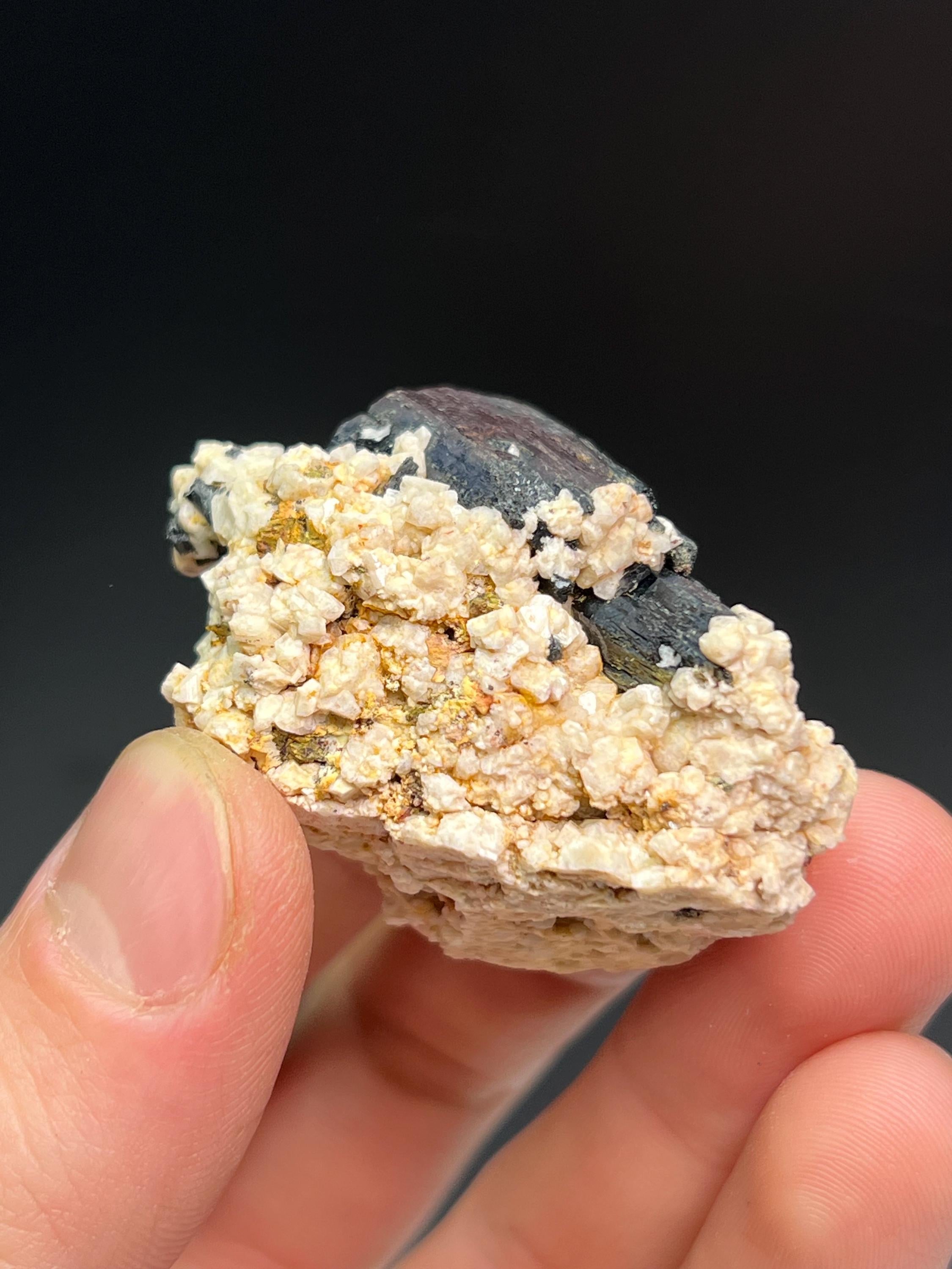 Schrol Tourmaline with Mica Albite Specimen - Crystal Gemstone AE 