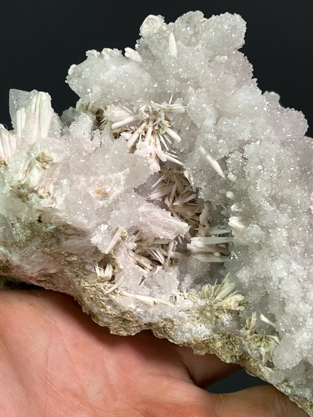 Stick Calcite With Pink Amethyst Quartz - Crystal Gemstone AE 