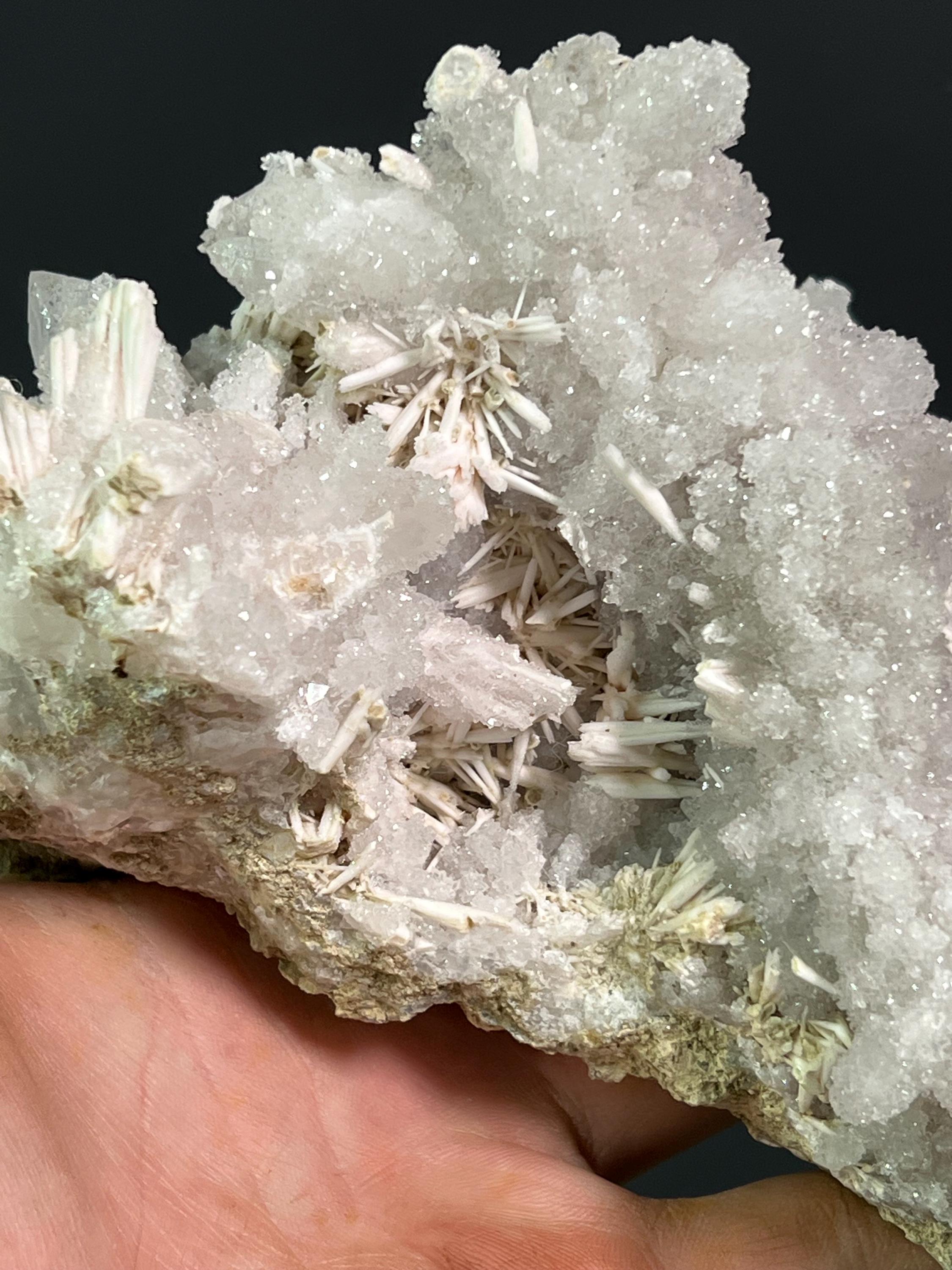 Stick Calcite With Pink Amethyst Quartz - Crystal Gemstone AE 