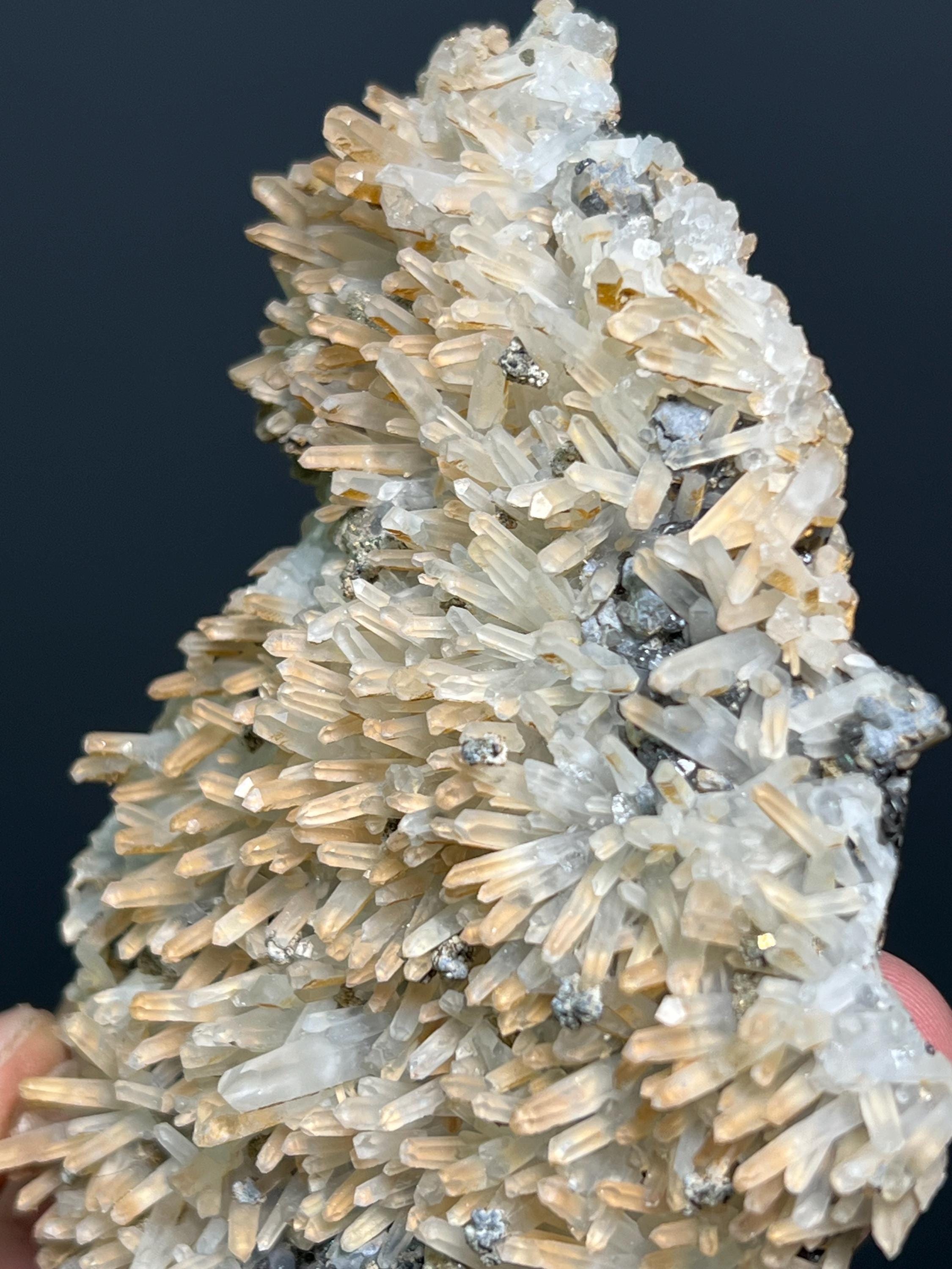 Very Special, Sphalerite And Pyrite On Gypsum Crystal Selenite Specimen, 254gram - Crystal Gemstone AE 