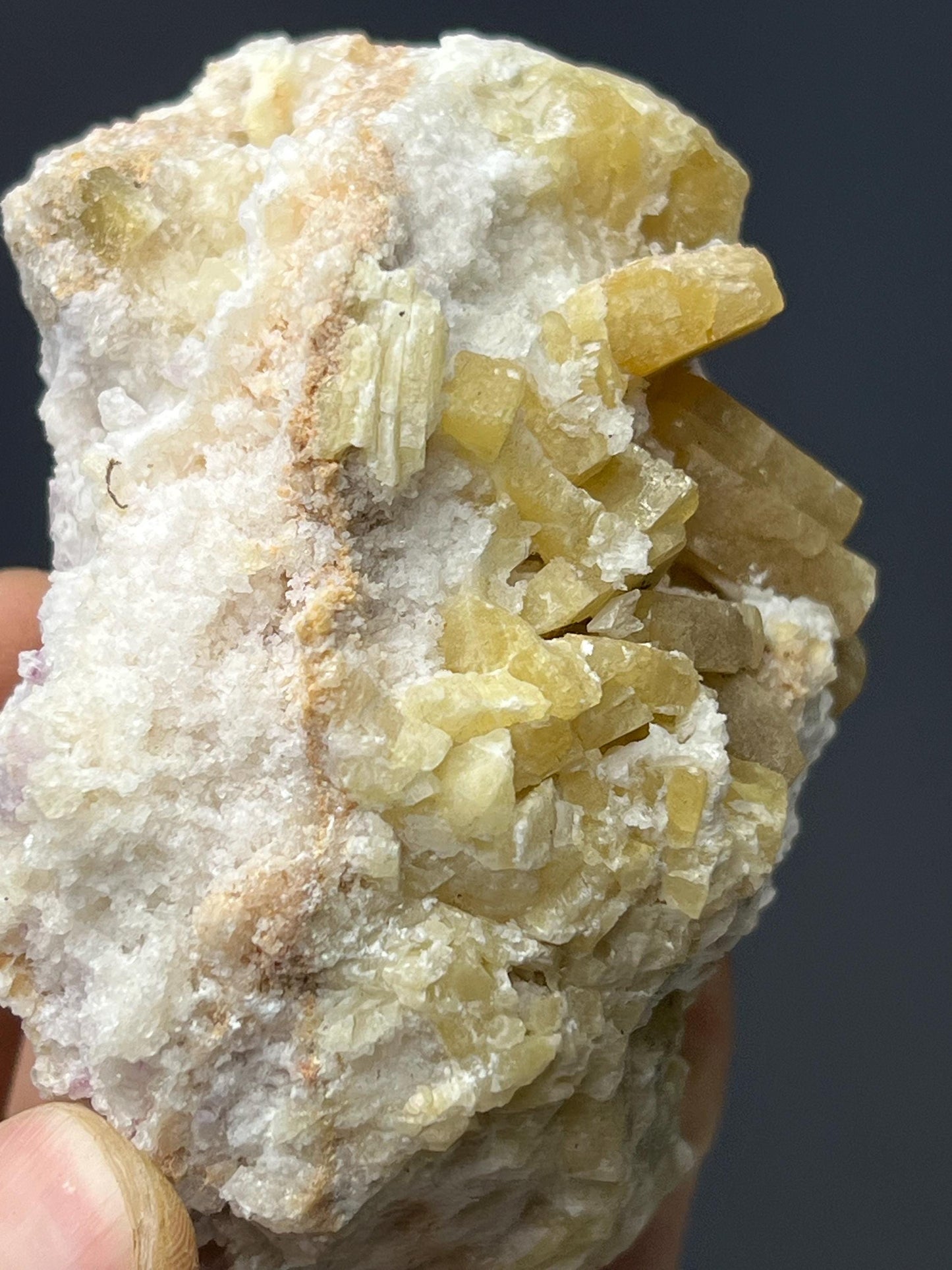 Yellow Barite On Calcite - Crystal Gemstone AE 