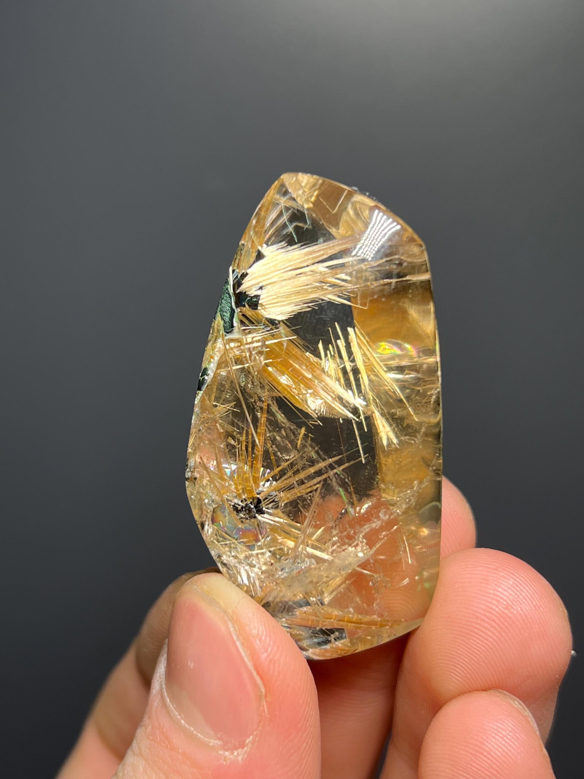 Golden Rutile Hematite Quartz Specimen, Natural Crystal from Brazil - Crystal Gemstone AE 