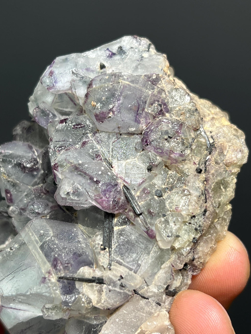 Fluorite in Black Tourmaline - Namibia - Crystal Gemstone AE 