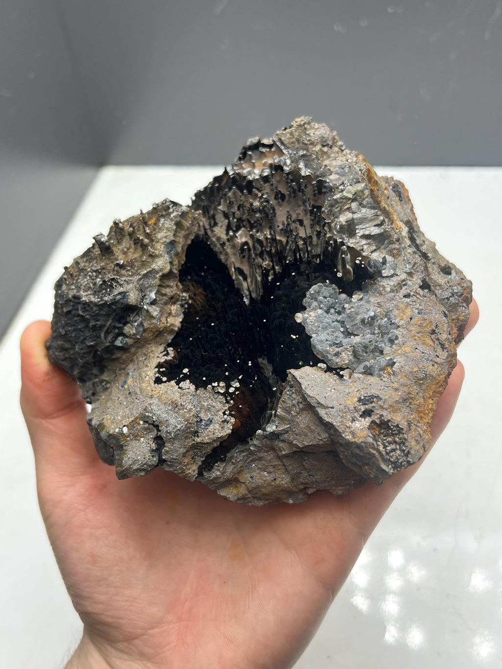 Limonite Specularite on Goethite Stalactite, Mineral Collection - Crystal Gemstone AE 