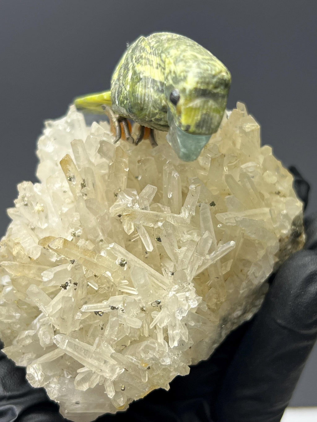 Crystal Quartz With Natural Stone Bird - Crystal Gemstone AE 