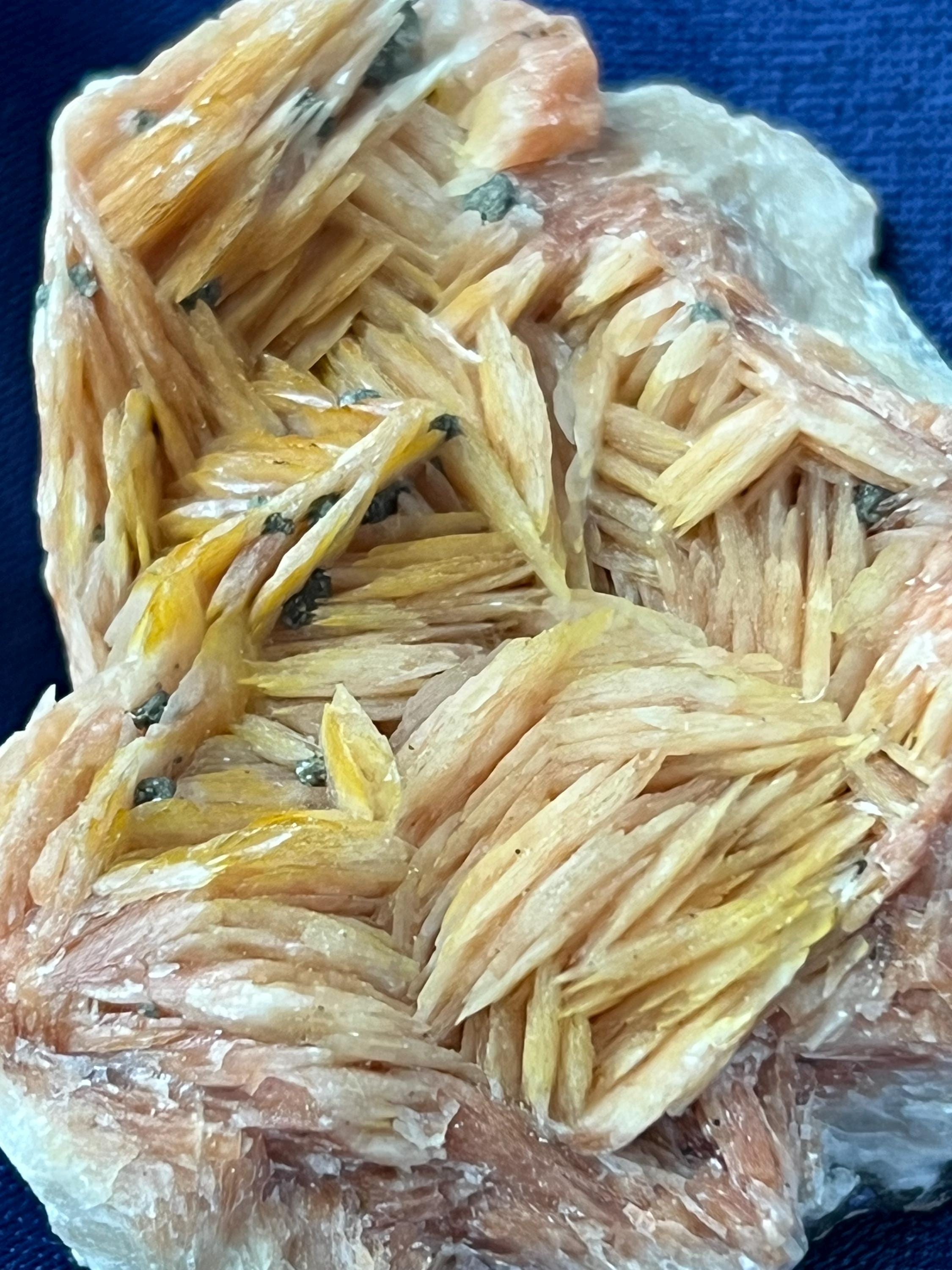 Orange Barite With Creussesite Crystals - Crystal Gemstone AE 
