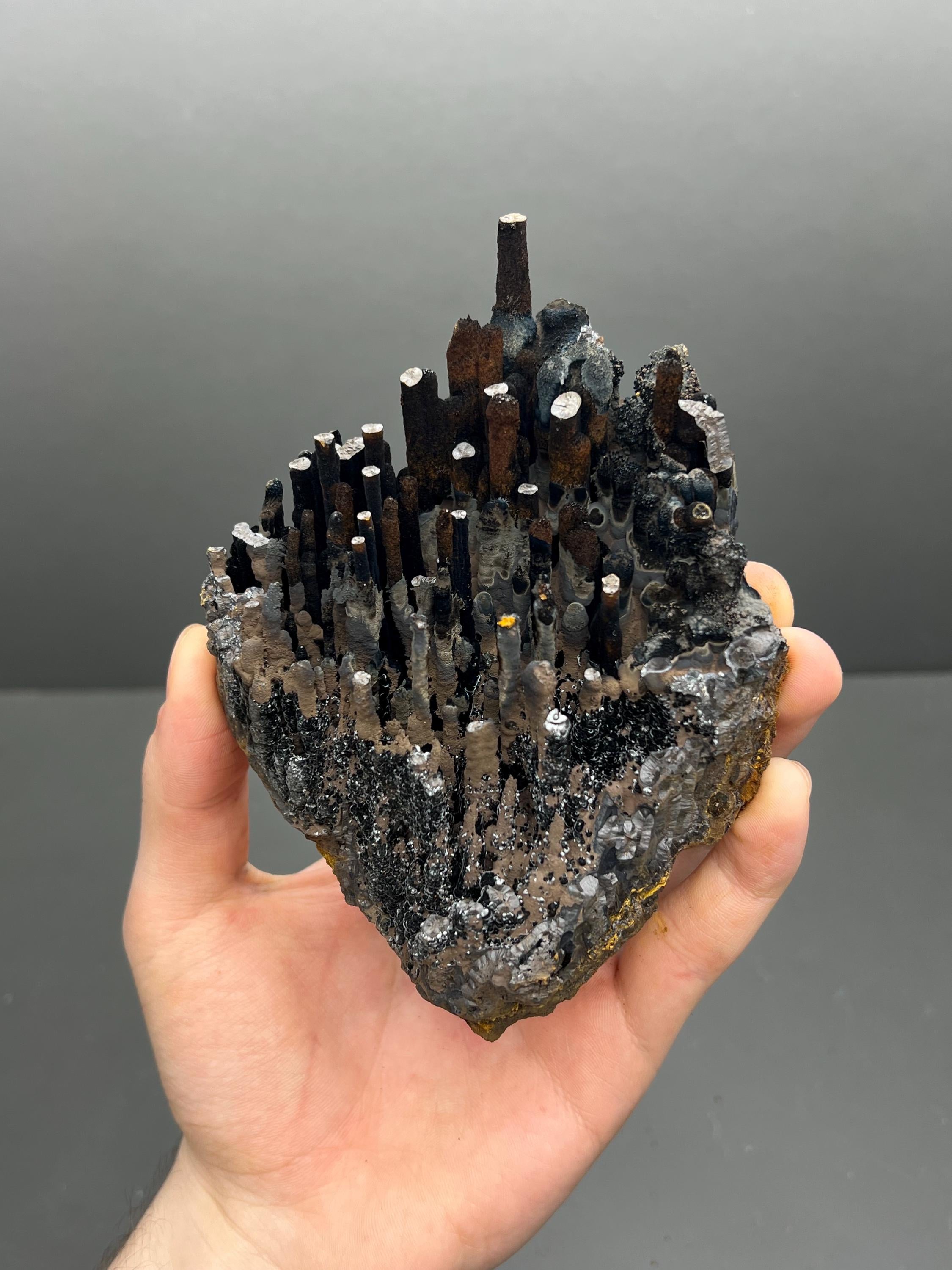 Limonite And Specularite on Goethite Stalactite, Rare Mineral Specimen - Crystal Gemstone AE 