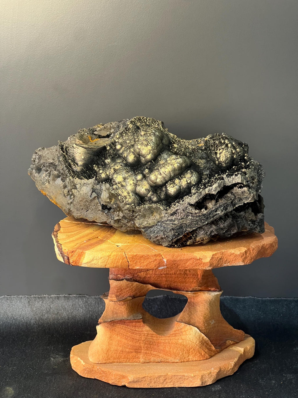 Museum Grade, Very Special Golden Color Stalactite And Botryoidal Formation Goethite Specimen - Crystal Gemstone AE 