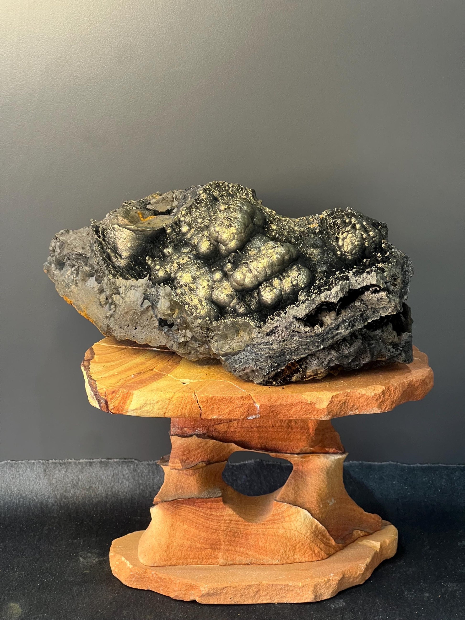 Museum Grade, Very Special Golden Color Stalactite And Botryoidal Formation Goethite Specimen - Crystal Gemstone AE 