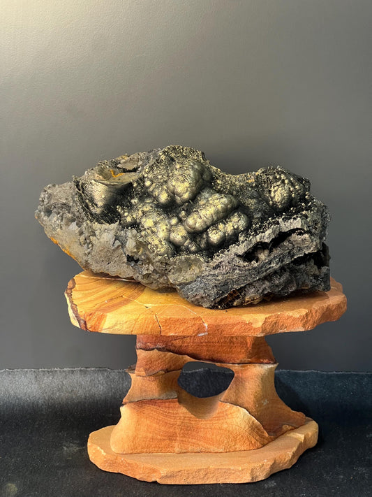 Museum Grade, Very Special Golden Color Stalactite And Botryoidal Formation Goethite Specimen - Crystal Gemstone AE 