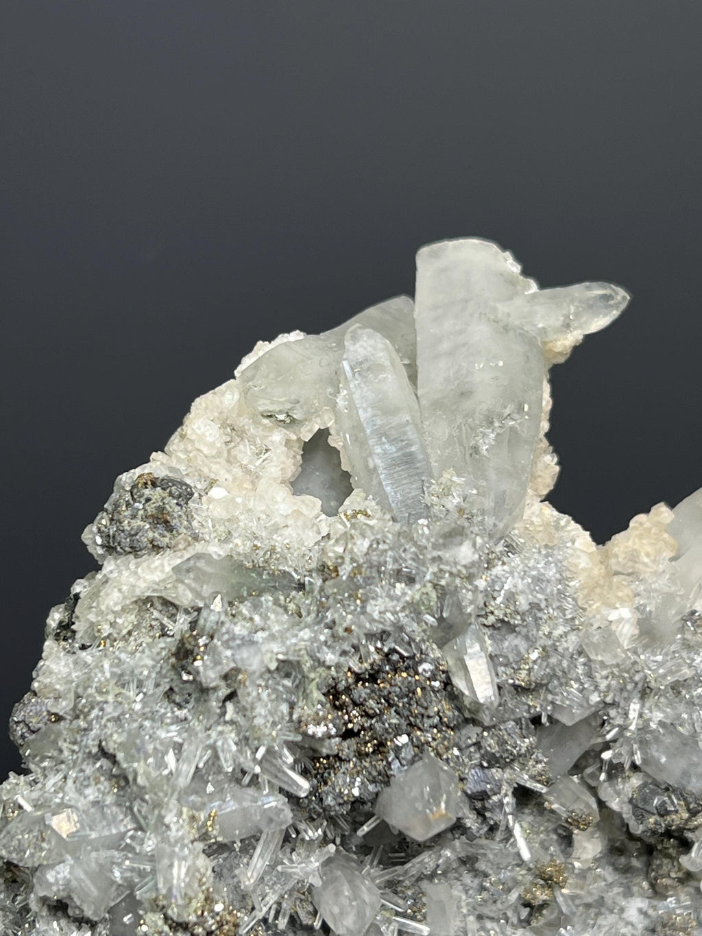 Calcite, Galena And Pyrite With Crystal Quartz - Turkey - Crystal Gemstone AE 