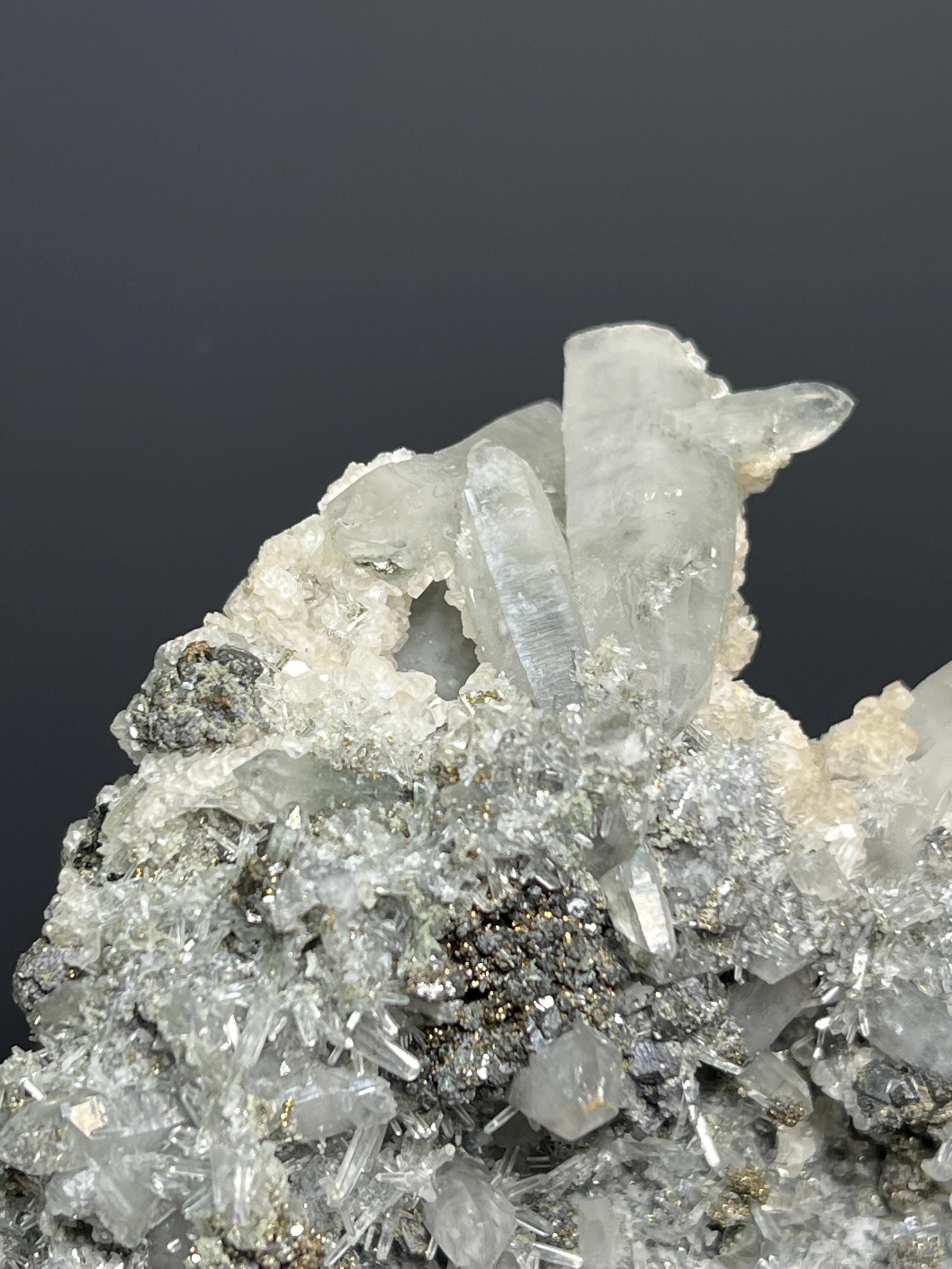 Calcite, Galena And Pyrite With Crystal Quartz - Turkey - Crystal Gemstone AE 