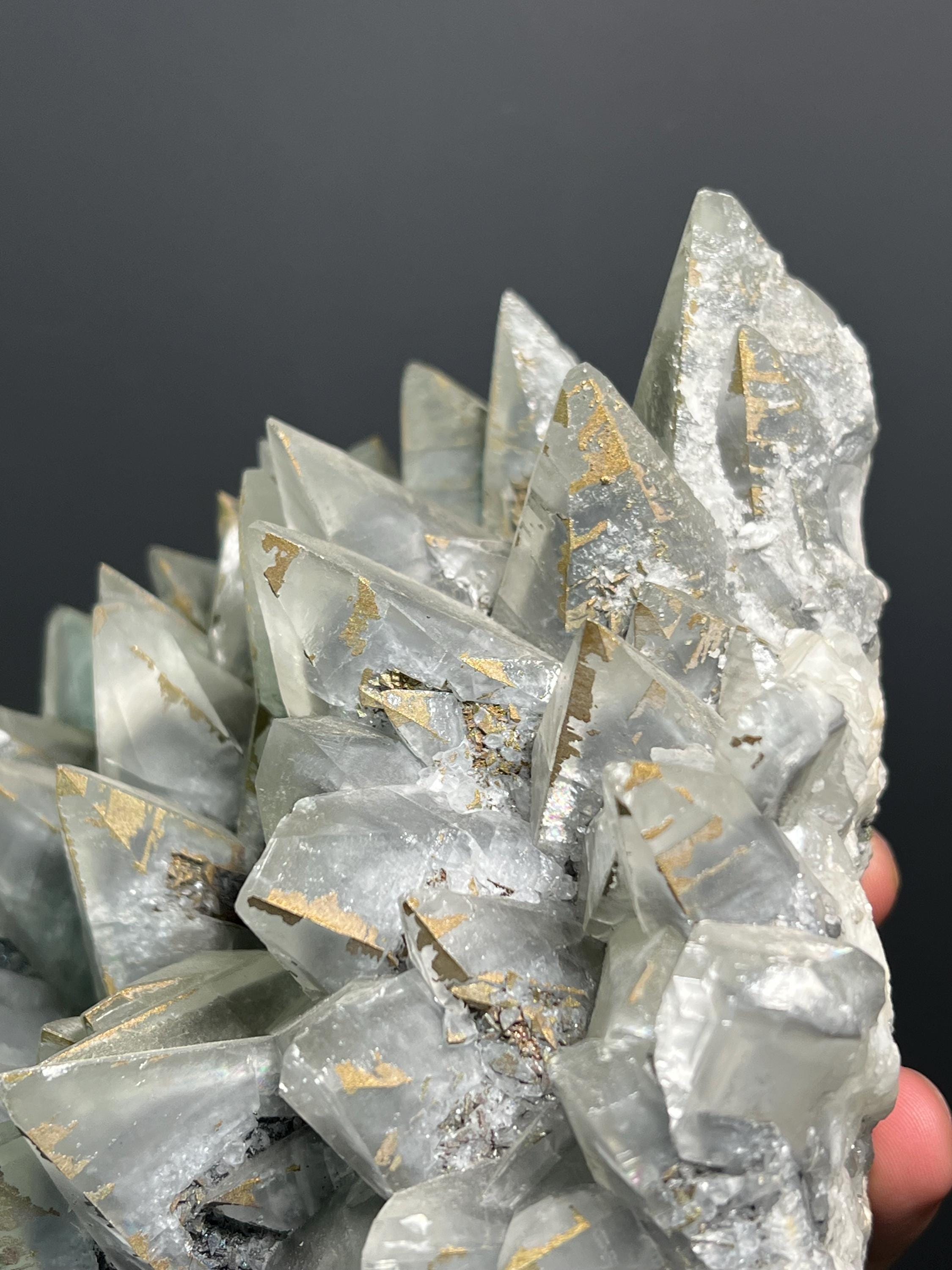 Large Size, Pyrite With Gray Crystal Calcite - Turkey - Crystal Gemstone AE 
