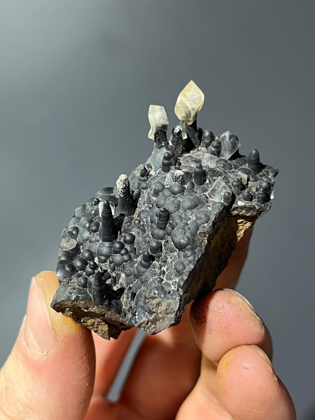 Very Special Museum Quality Cubic Crystal Calcite On Stalactite Goethite - Crystal Gemstone AE 