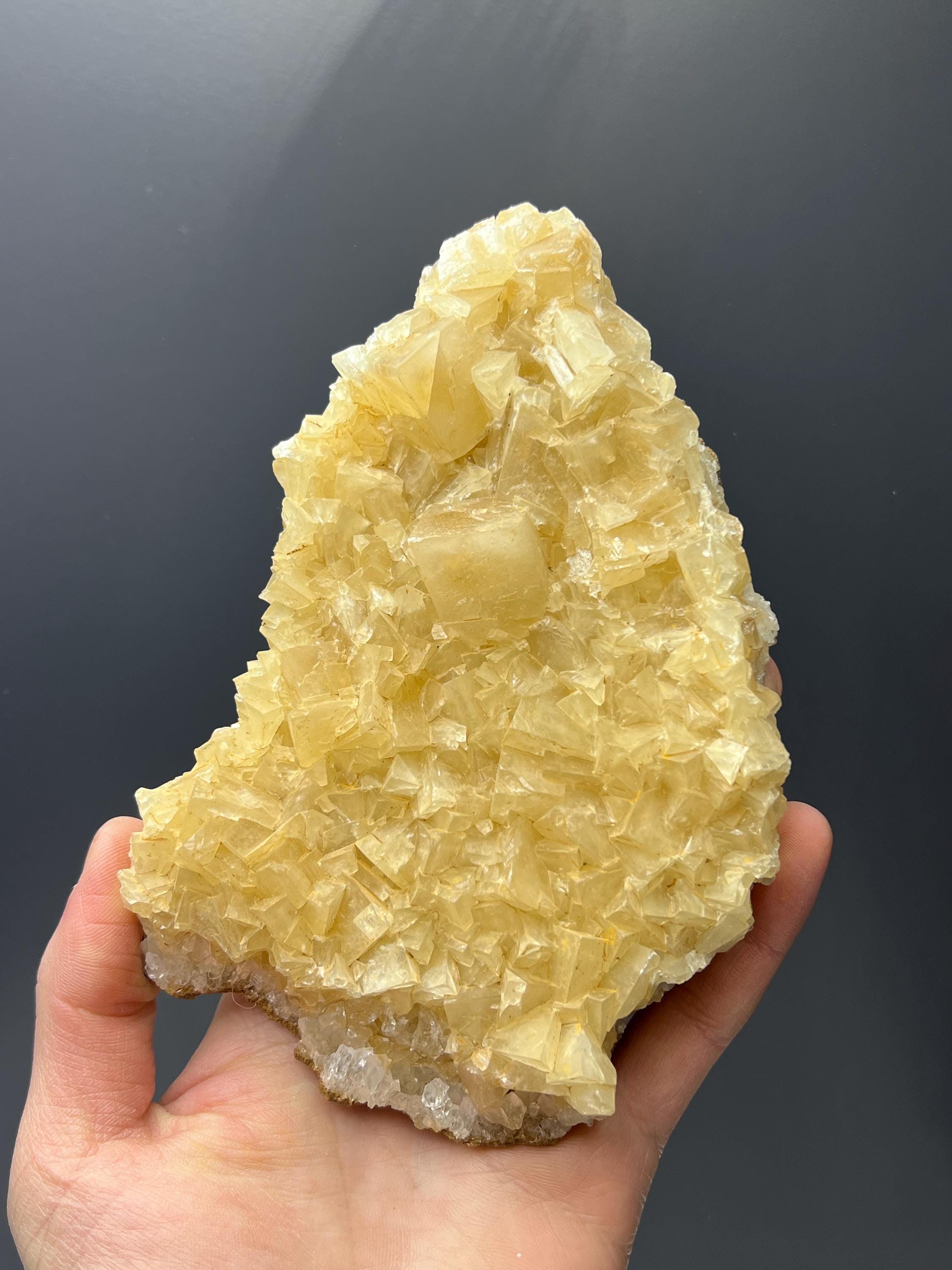 Yellow Crystal Calcite Specimen - Crystal Gemstone AE 