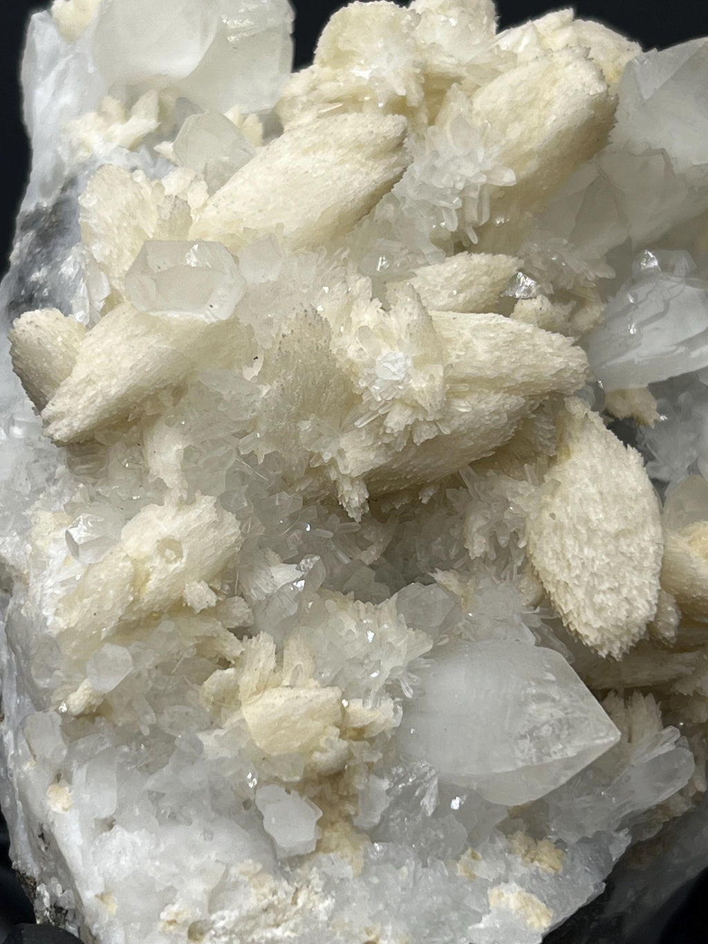 Snow Crystal Calcite With Crystal Quartz - Crystal Gemstone AE 