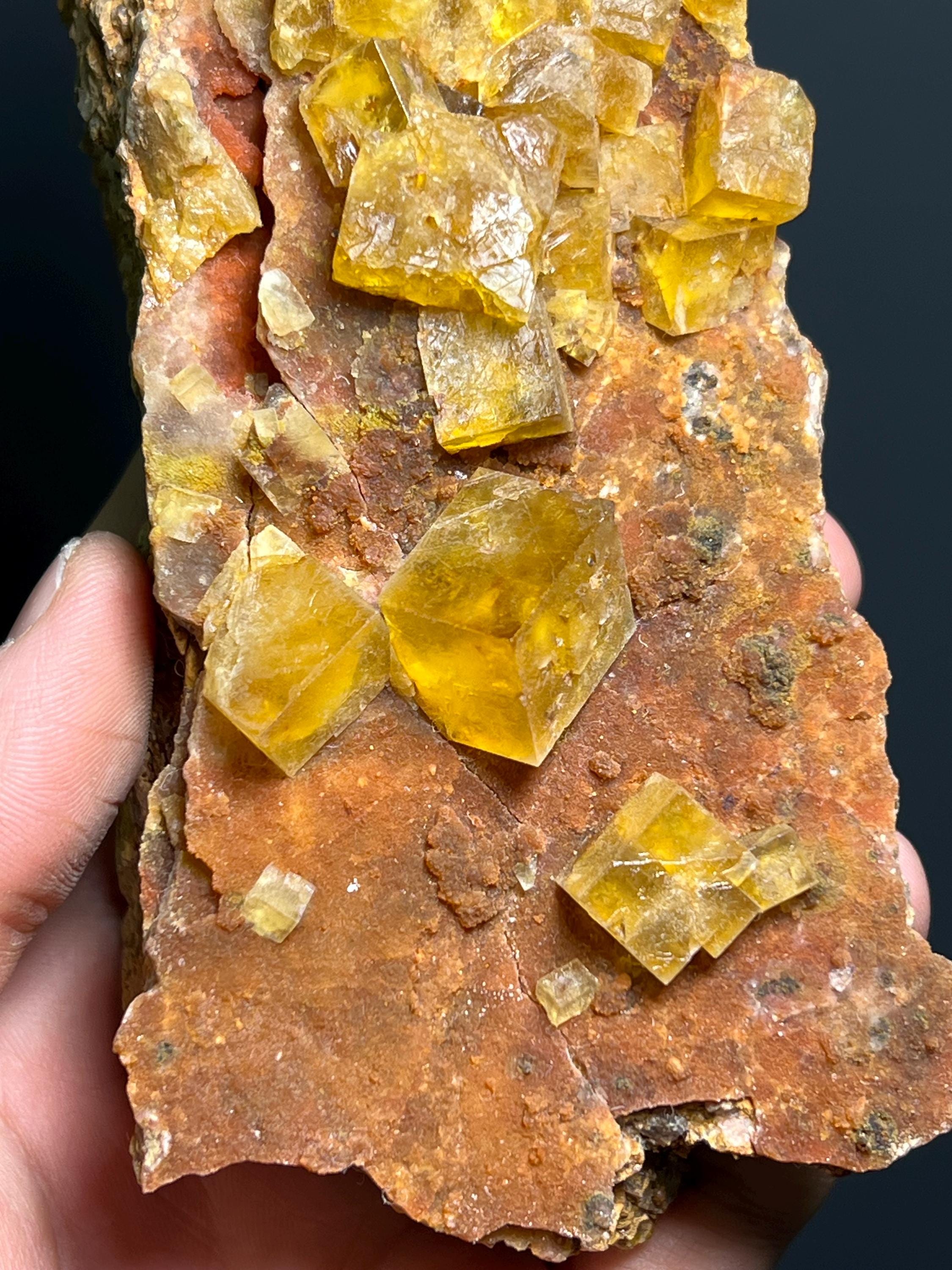 Orange Fluorite Specimen, 718gram - Crystal Gemstone AE 