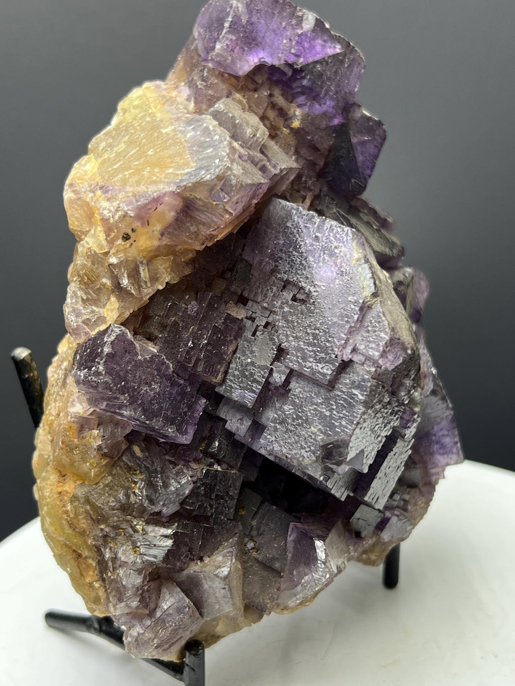 Yellow And Purple Color Phantom Fluorite Specimen - Crystal Gemstone AE 