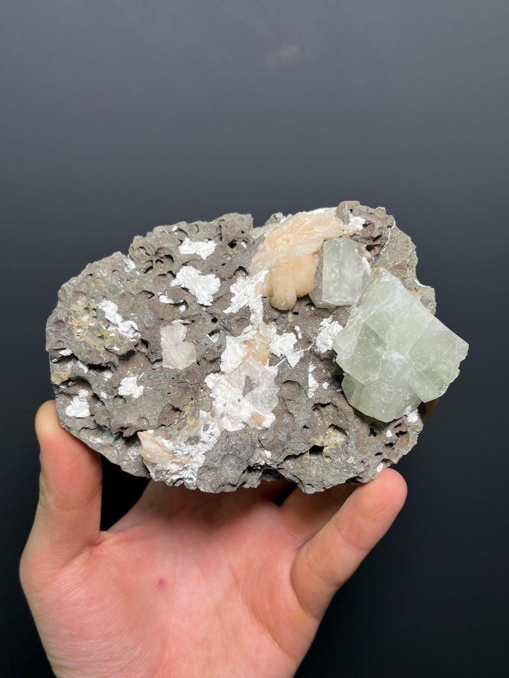 Apophyllite With Scolecite On Bassalt With Stilbite, 524gram - Crystal Gemstone AE 